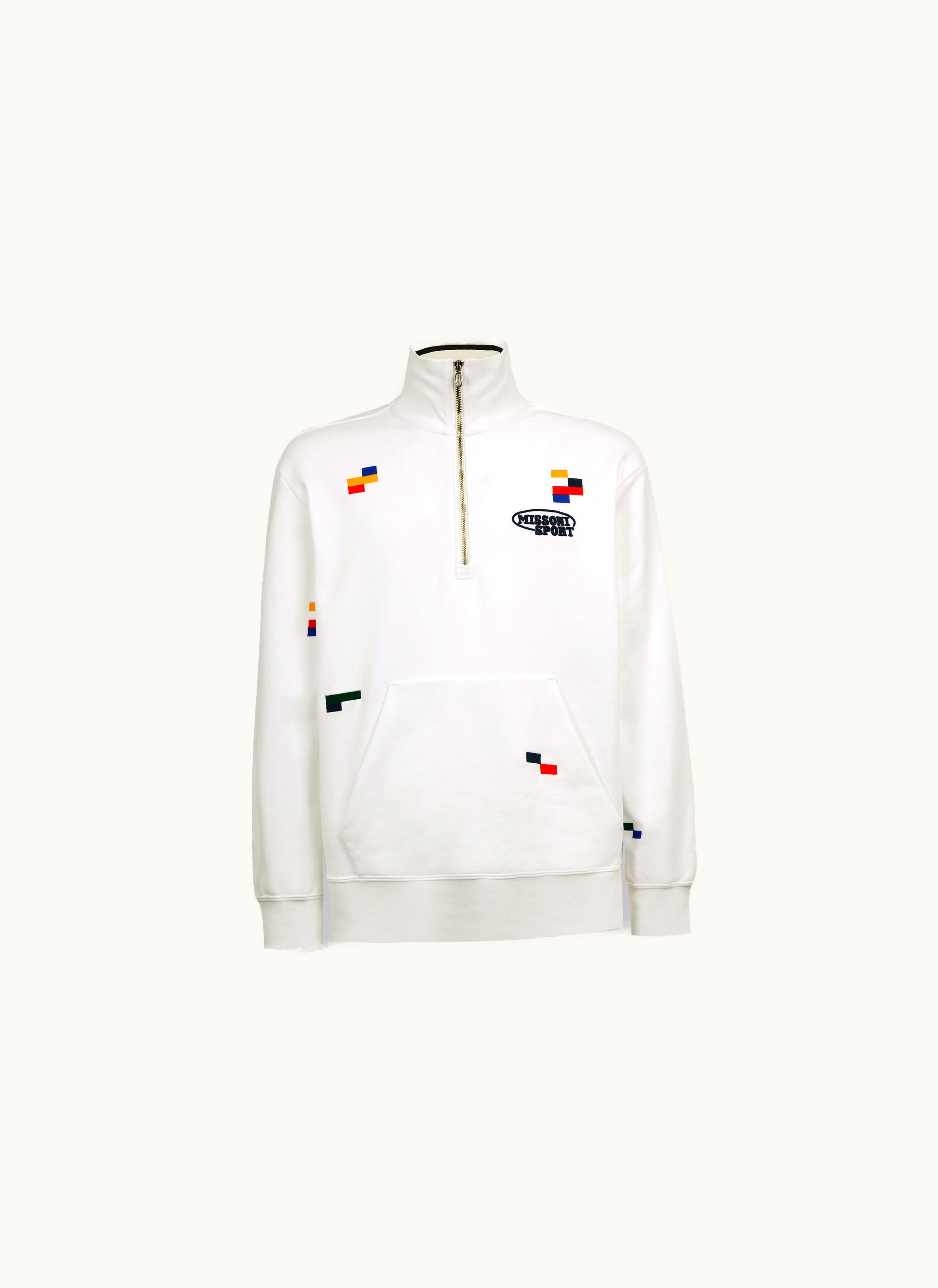 Missoni Missoni Sweatshirt With Half Zip And Legacy Logo Embroidery Black & Multicoloured