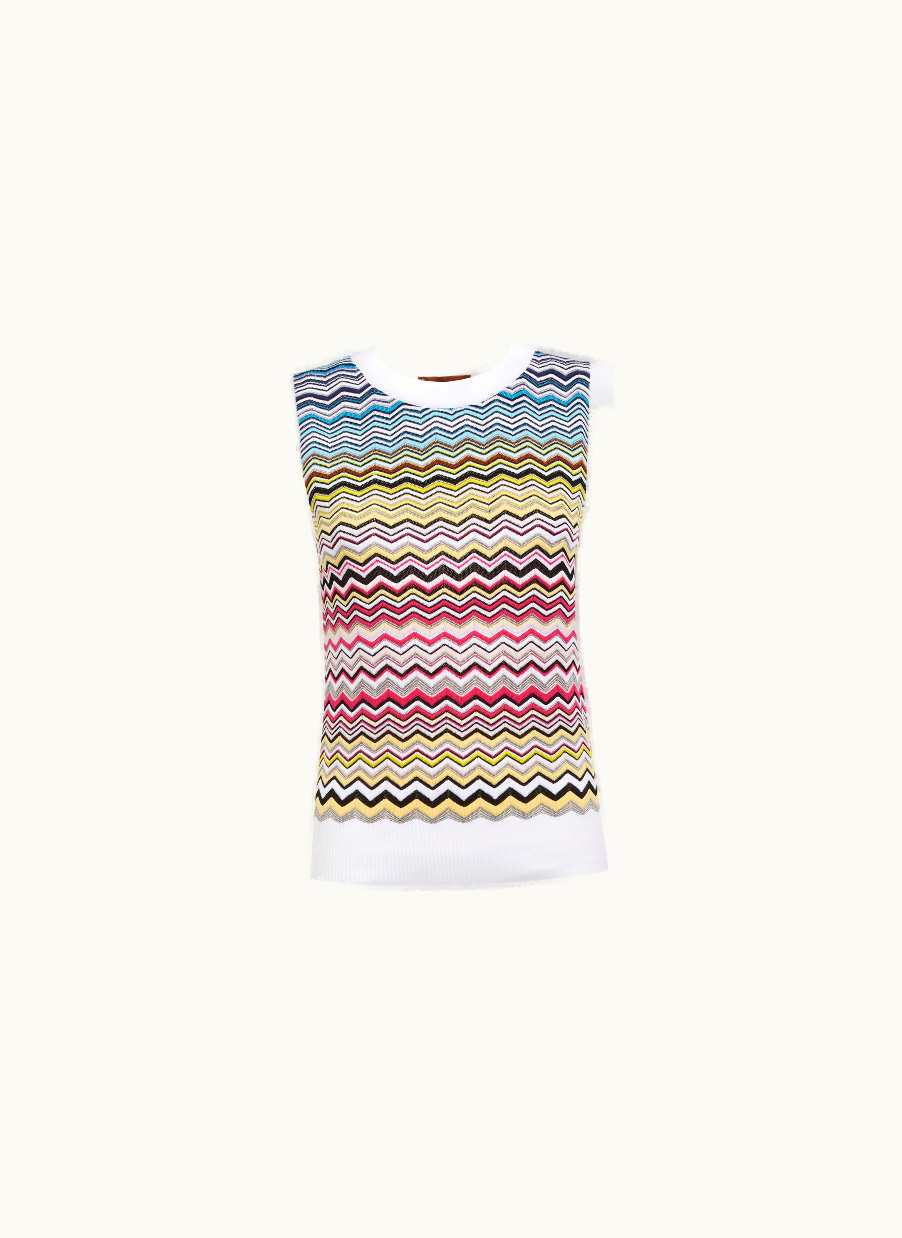 Missoni Missoni Sleeveless Cotton And Viscose Dégradé Zigzag Top Multicoloured