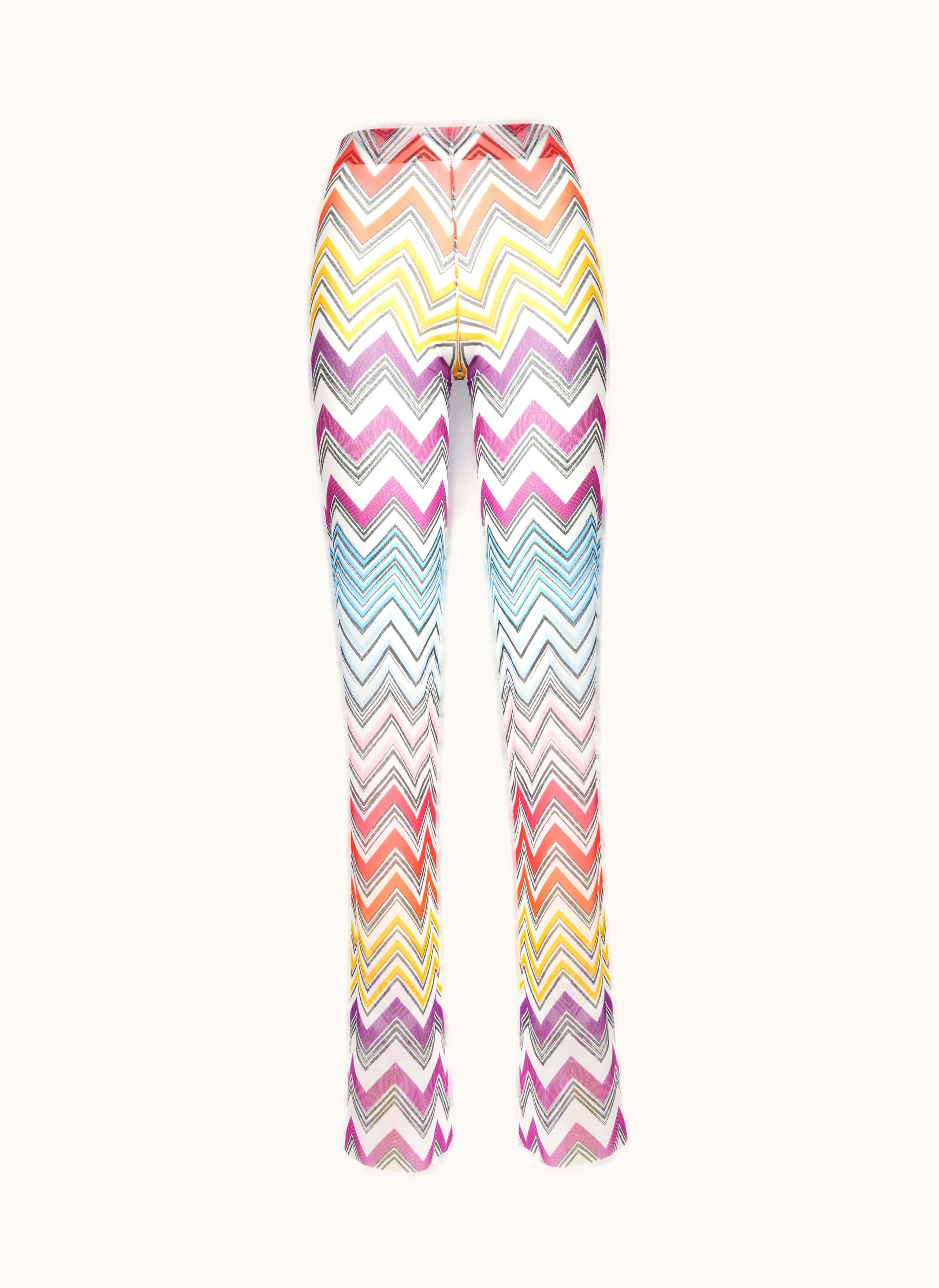 Missoni Missoni Straight Trousers In Multicoloured Zigzag Print Tulle Multicoloured