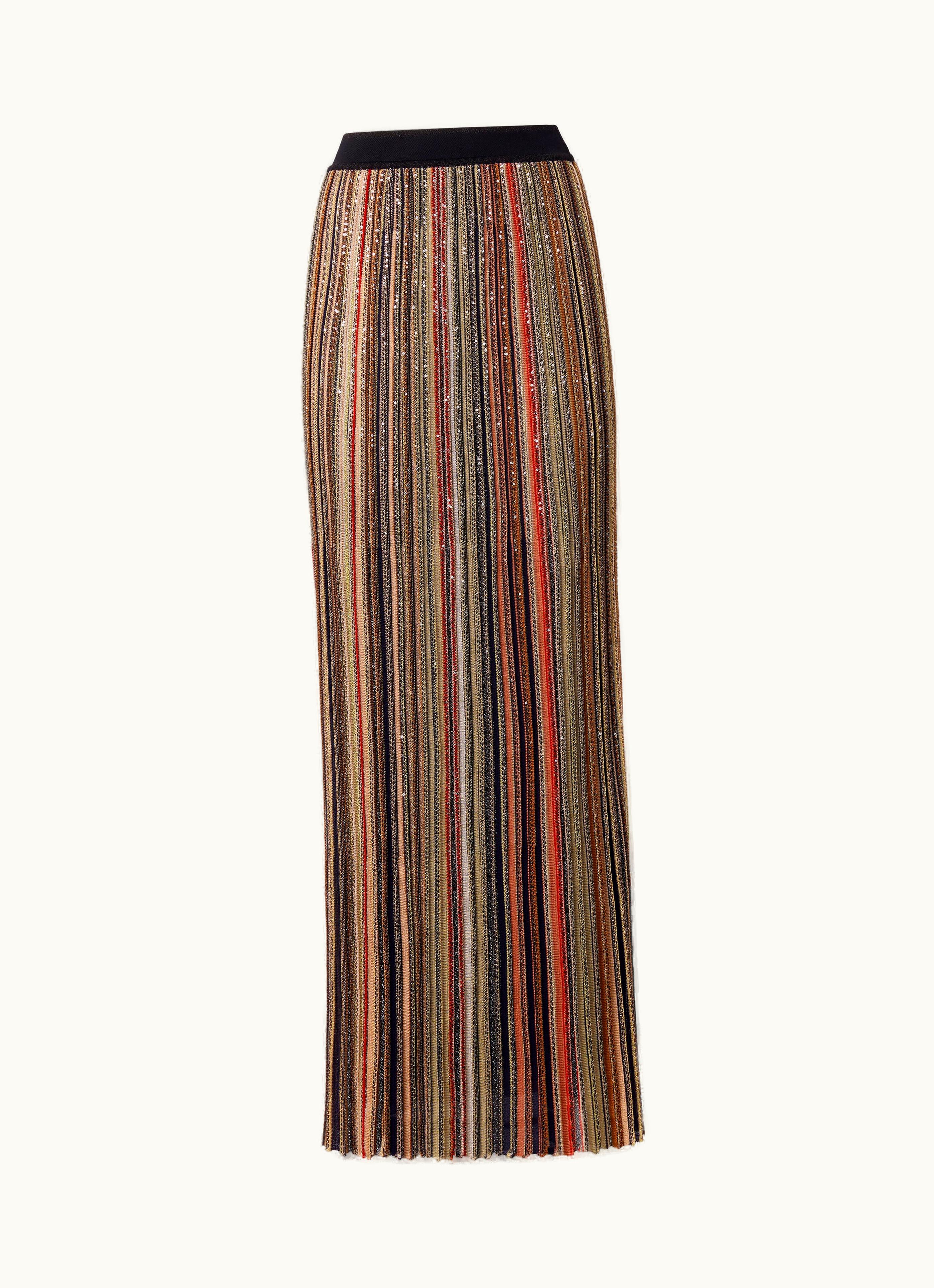 Missoni Missoni Long Vertical Striped Pleated Skirt With Sequins Multicoloured