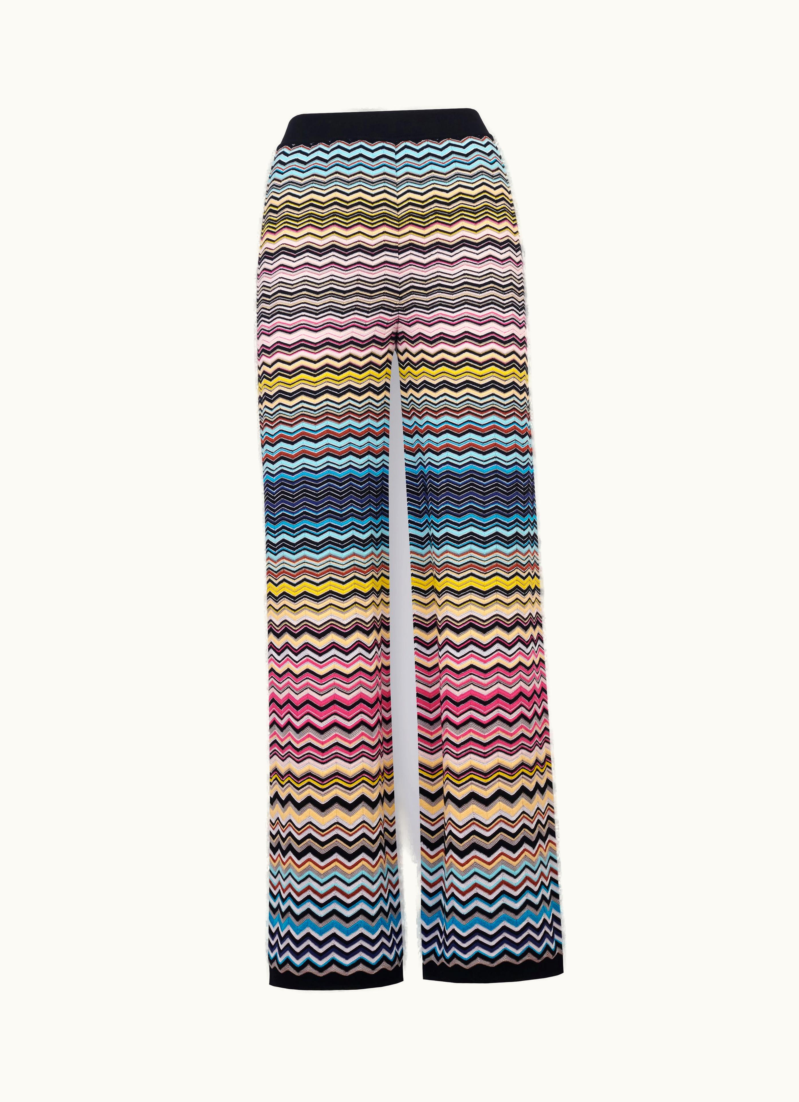 Missoni Missoni Straight Cotton And Viscose Trousers With Multicoloured Chevron Multicoloured