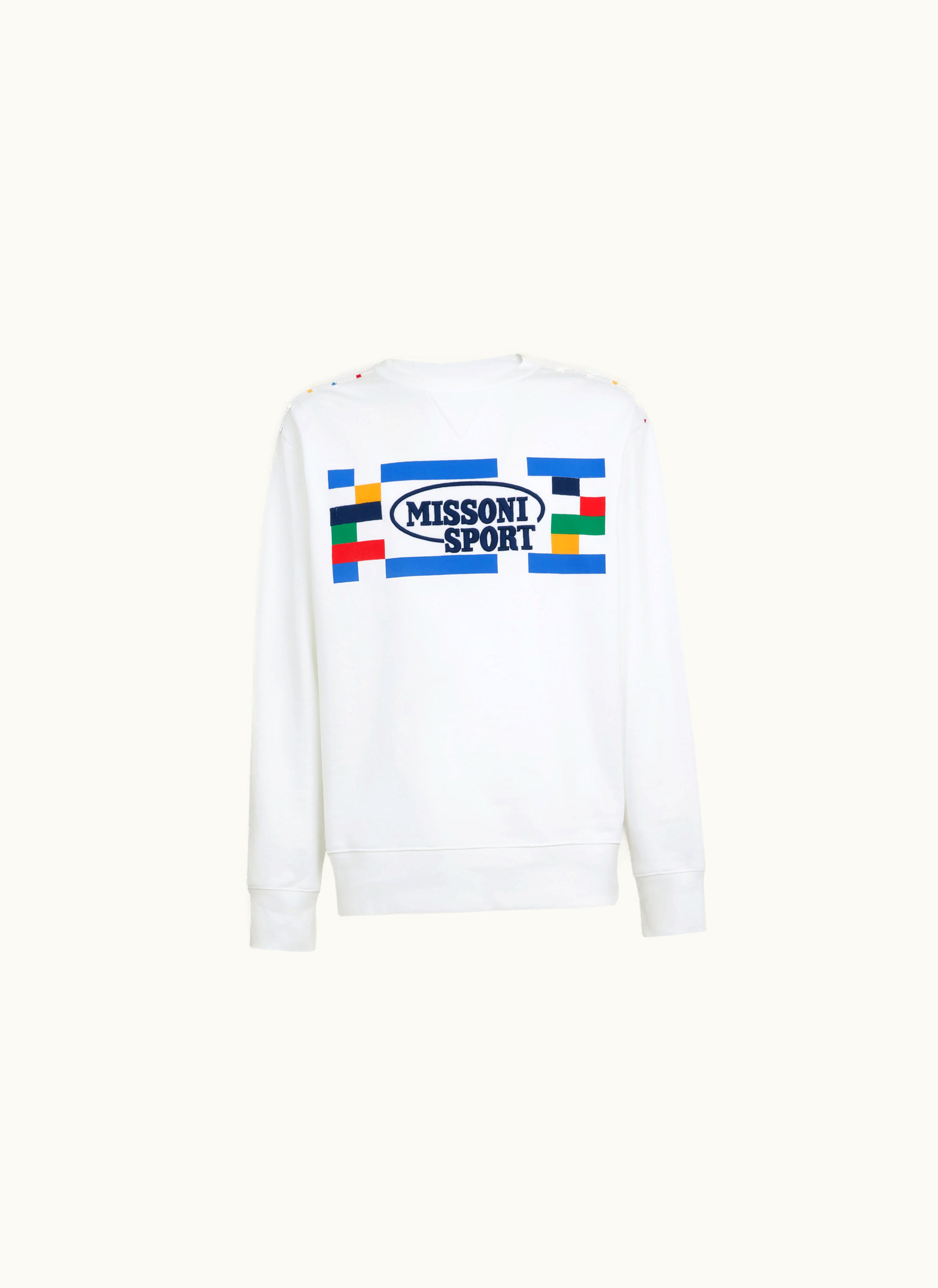 Missoni Missoni Crew-neck Cotton Sweatshirt With Legacy Logo And Knitted Piping Black & Multicoloured