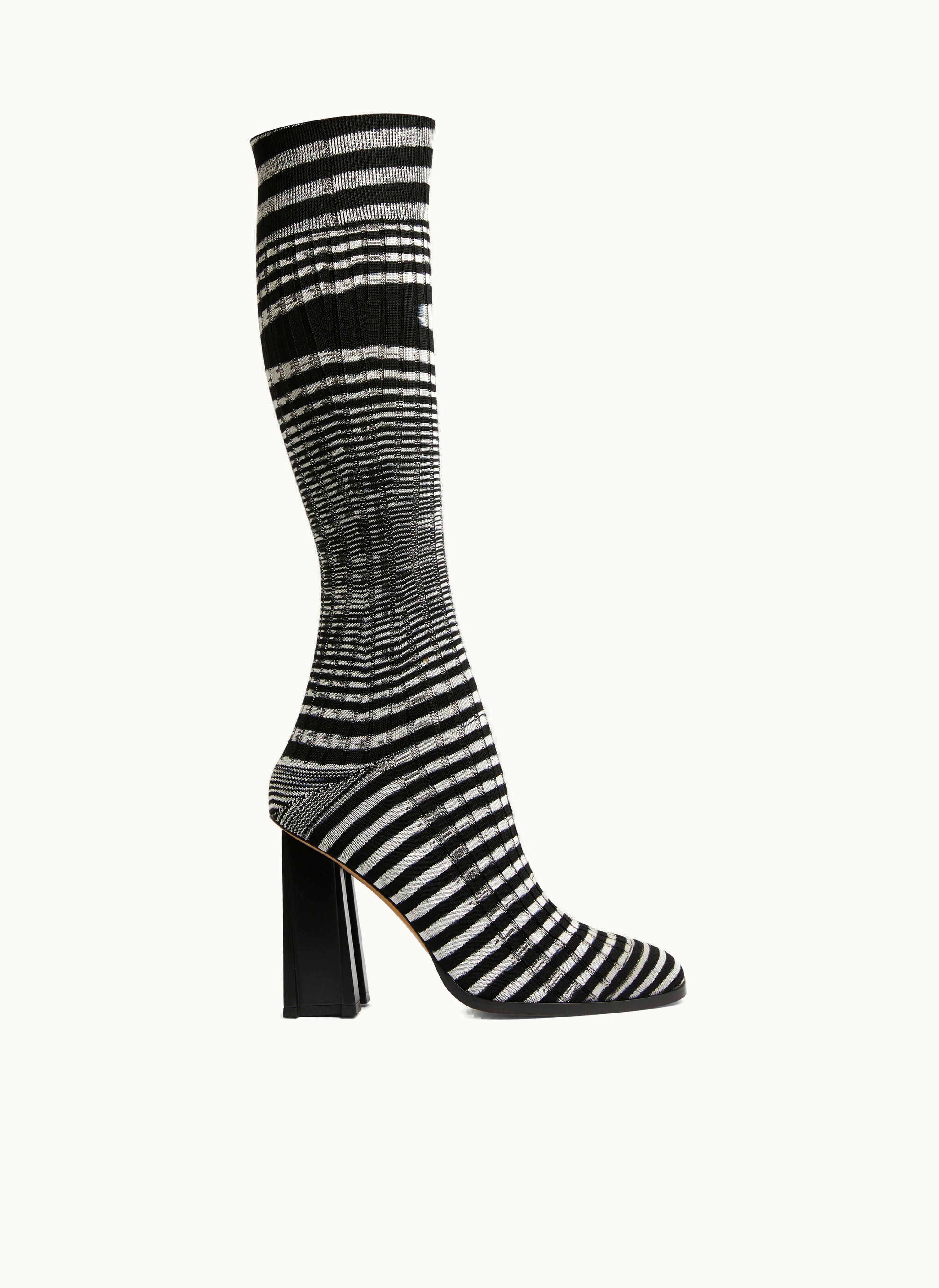 Missoni Missoni High-heel Slub Knit Boots Black & White