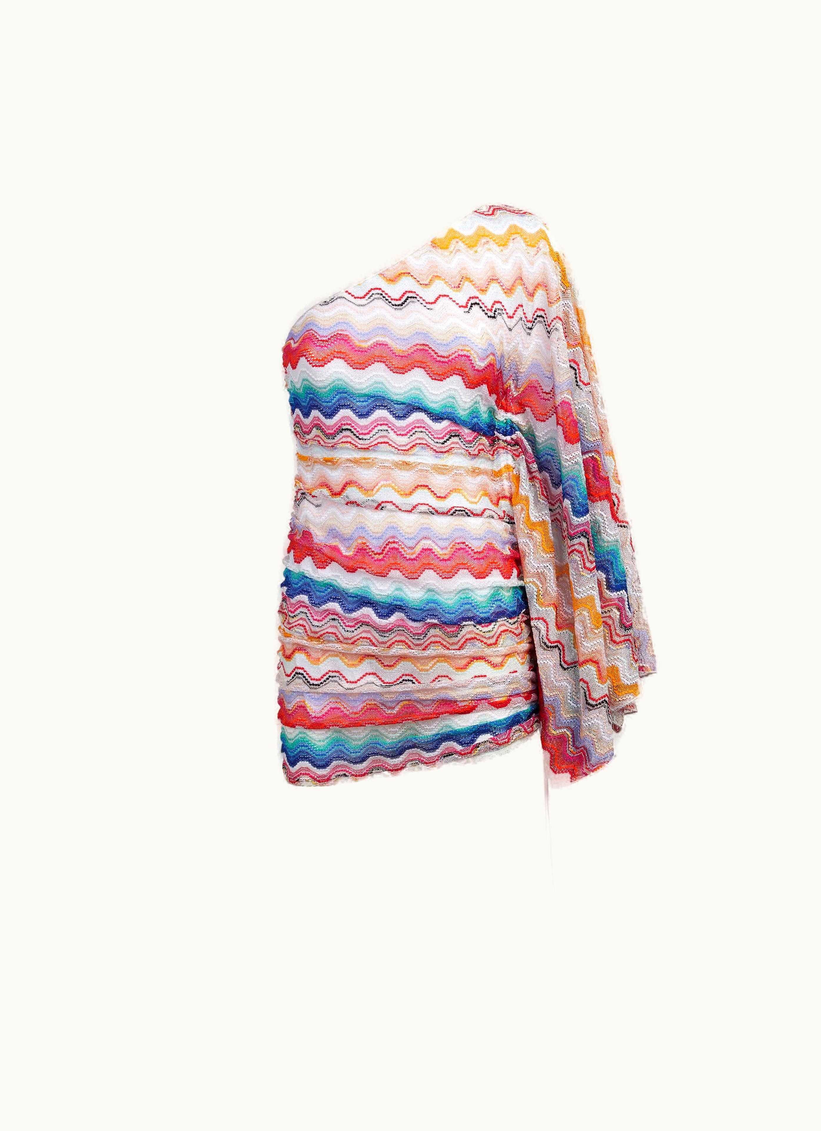 Missoni Missoni One-shoulder Cover Up Dress In Wave Motif Crochet Multicoloured