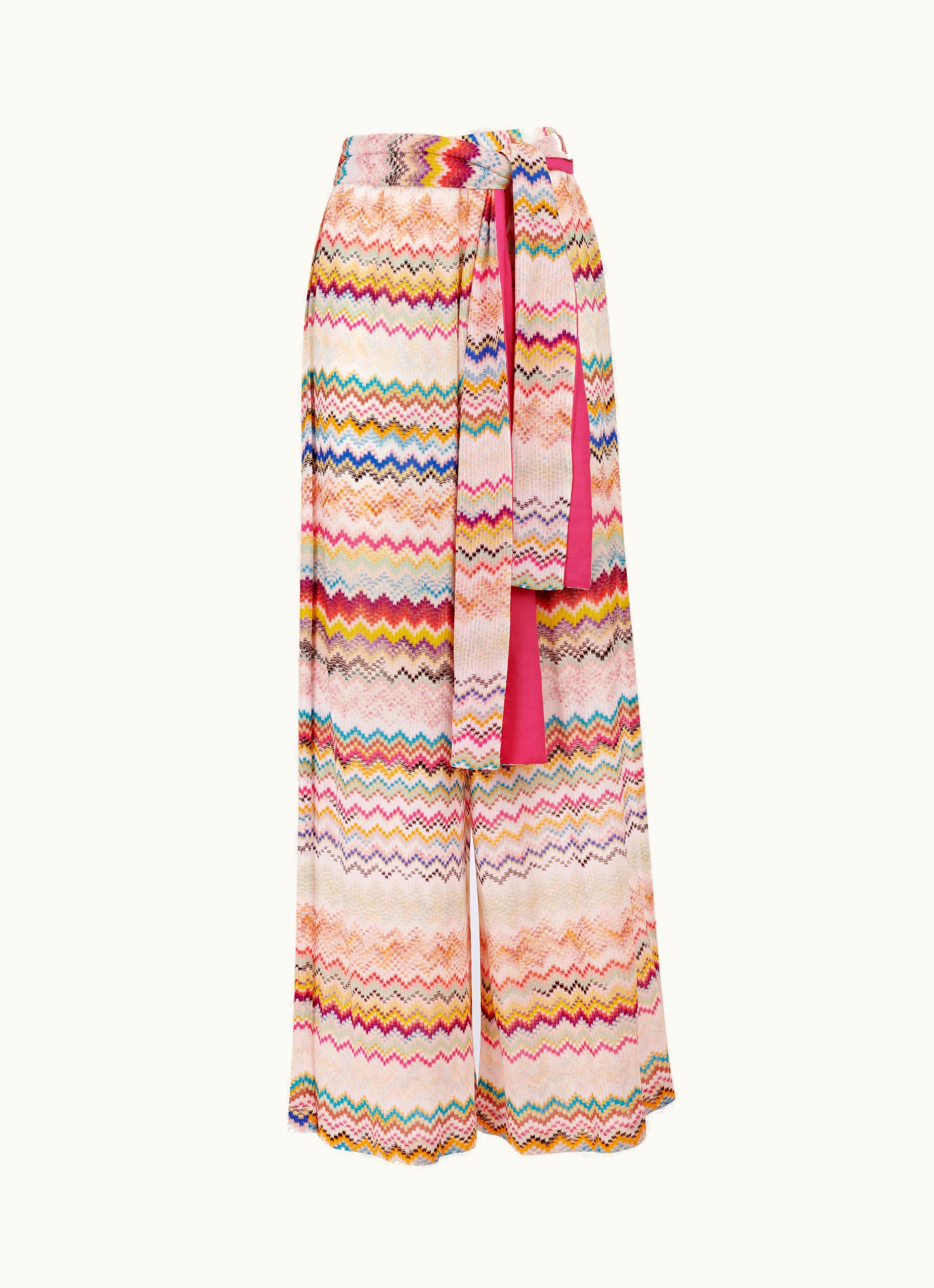 Missoni Missoni 3D Effect Viscose Trousers With Sash Waistband Multicoloured