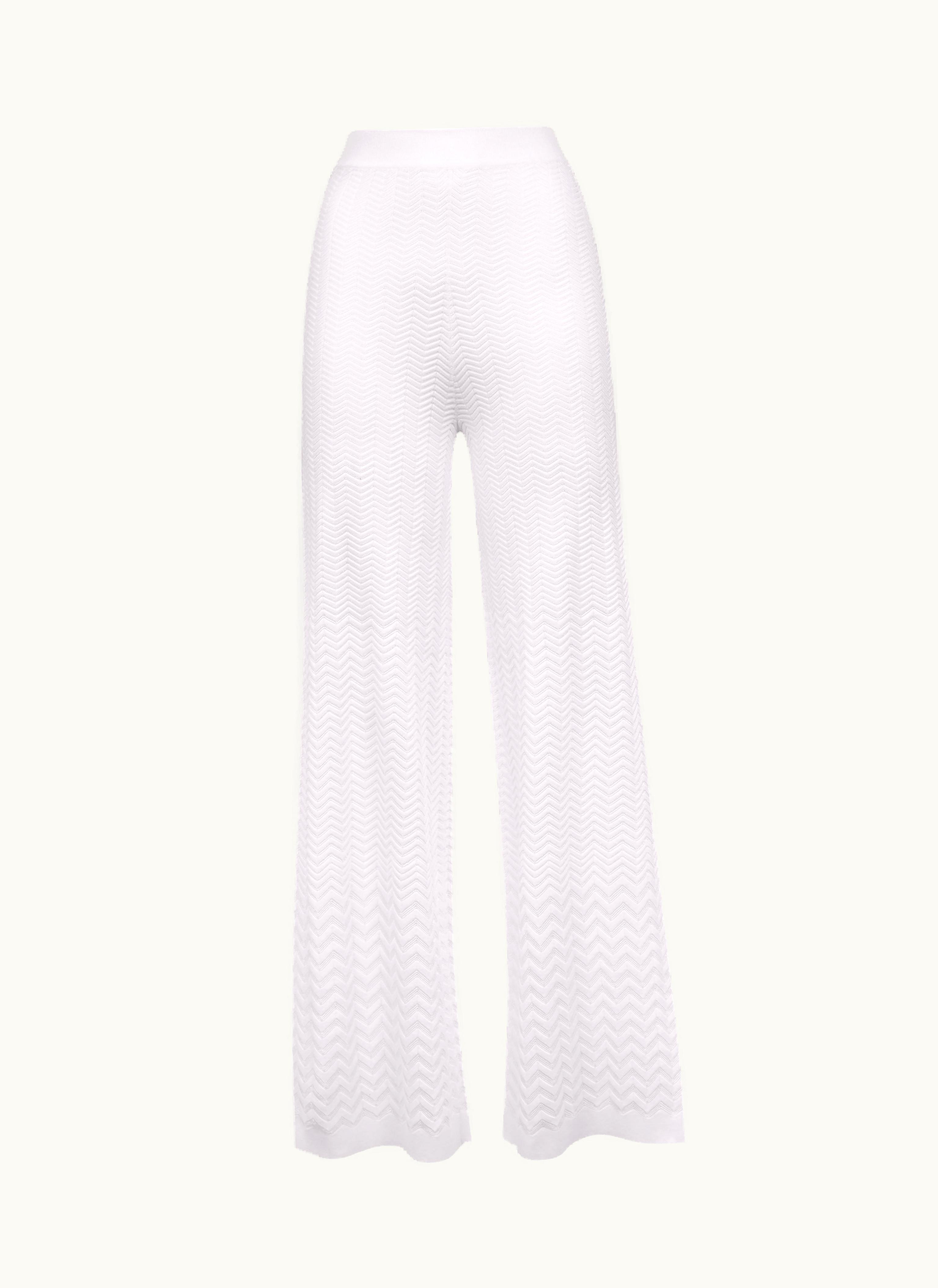 Missoni Missoni Straight Knit Trousers With tone-on-tone Chevron White