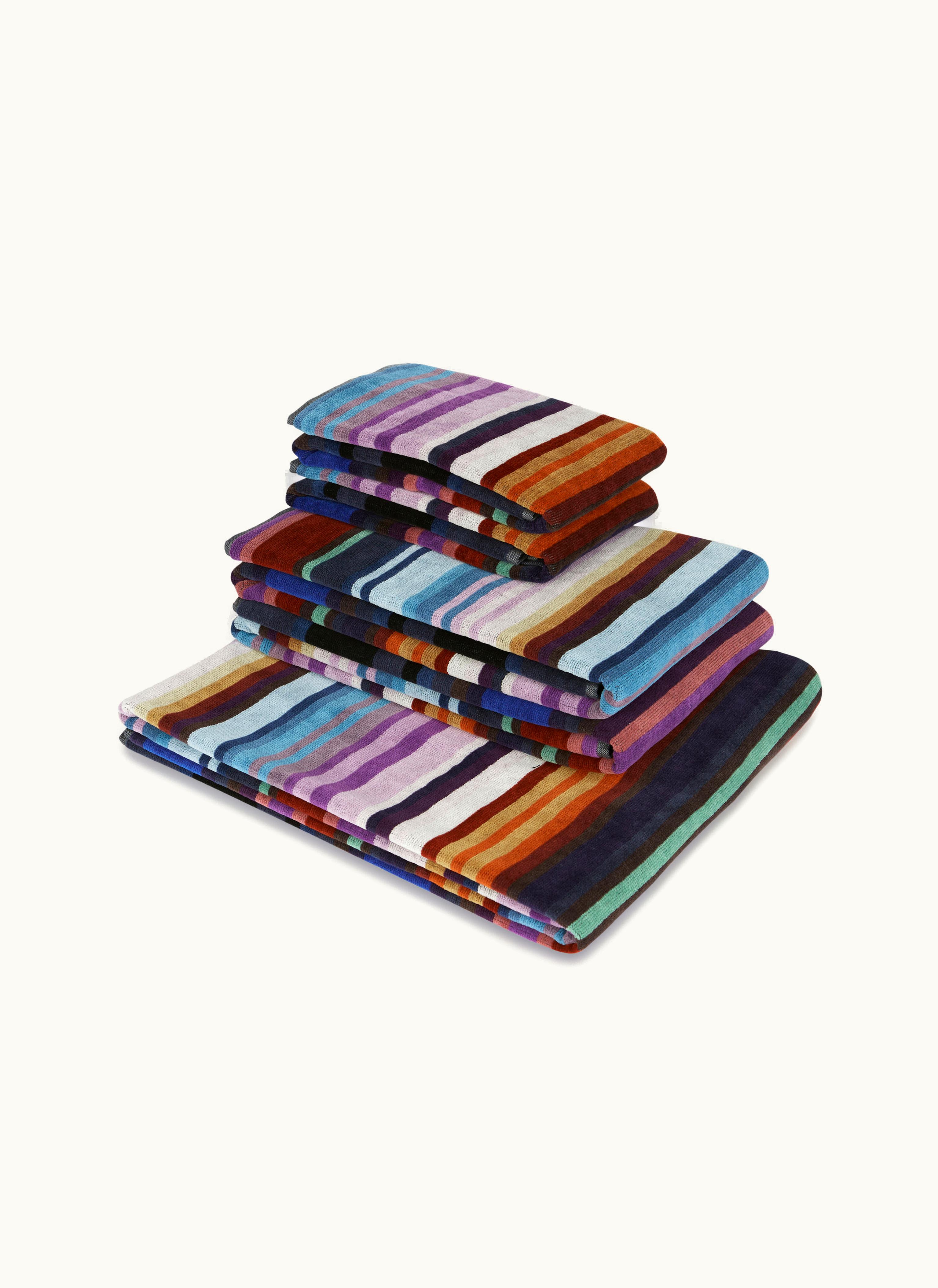 Missoni Missoni Cesar 5-piece Set Of Striped Cotton Bath Towels Blue