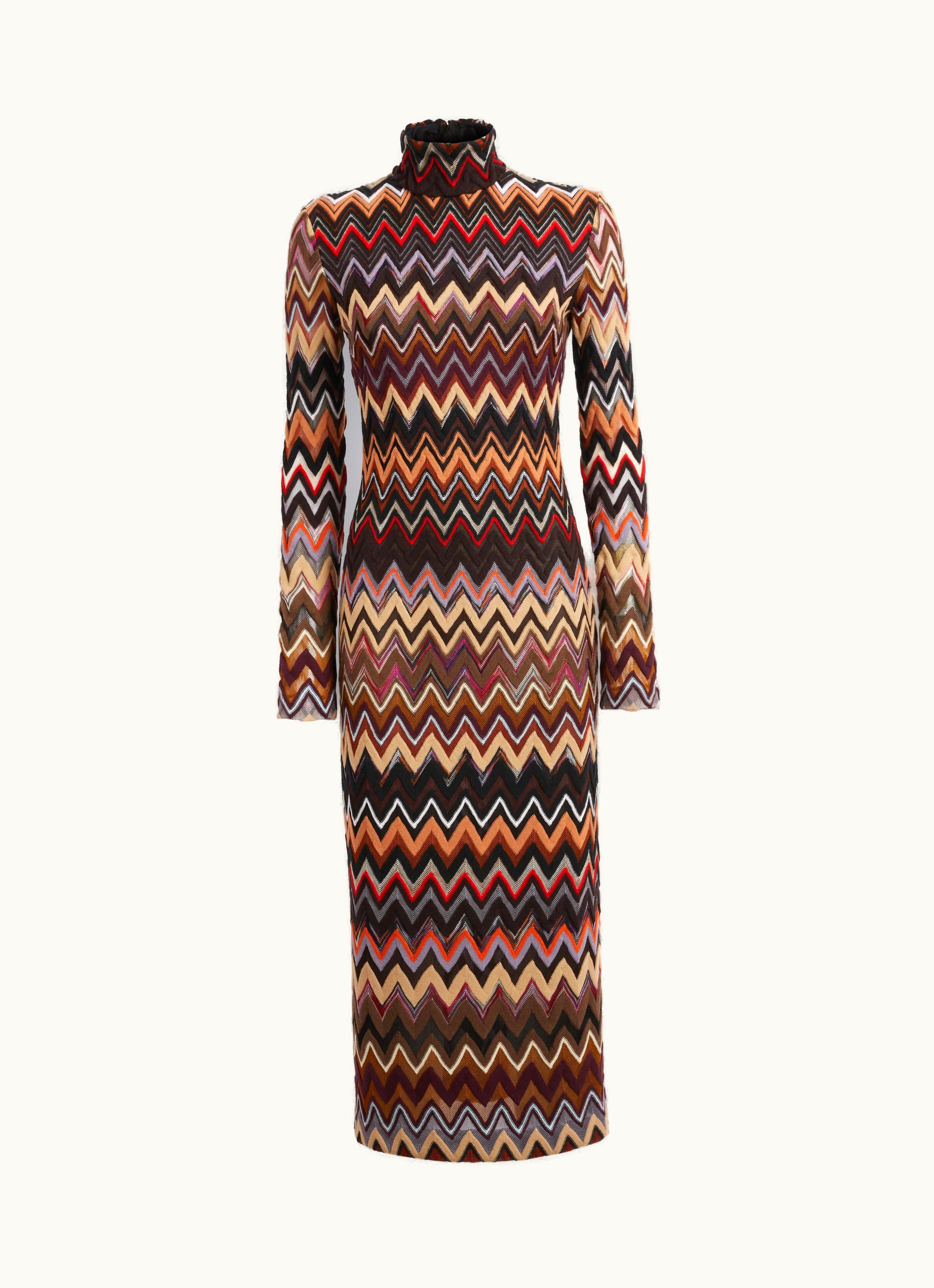 Missoni Missoni Long Dress In Cotton And Viscose Chevron Multicoloured