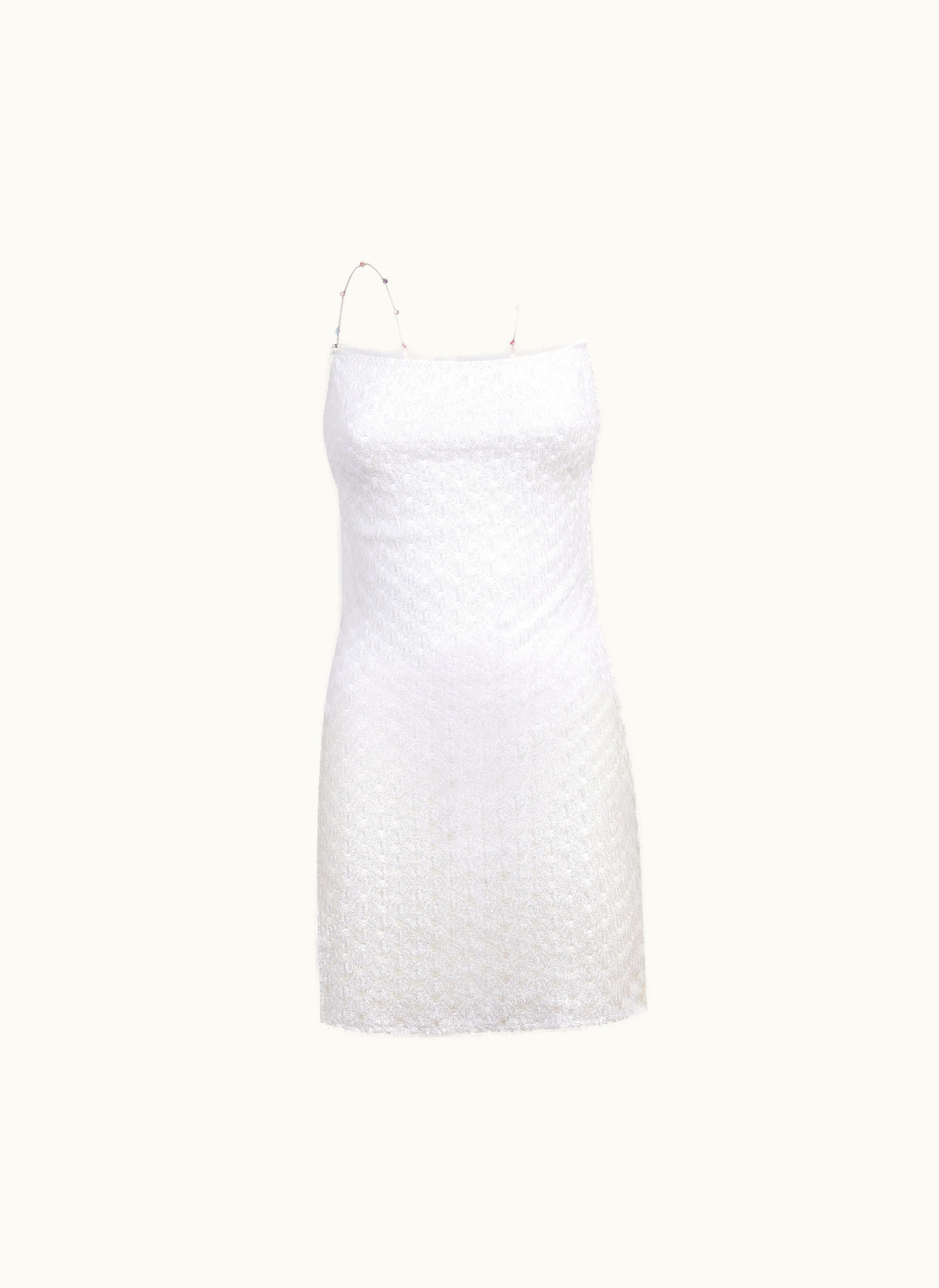 Missoni Missoni Lace-effect Cover Up Dress With Chain And Gem Straps White