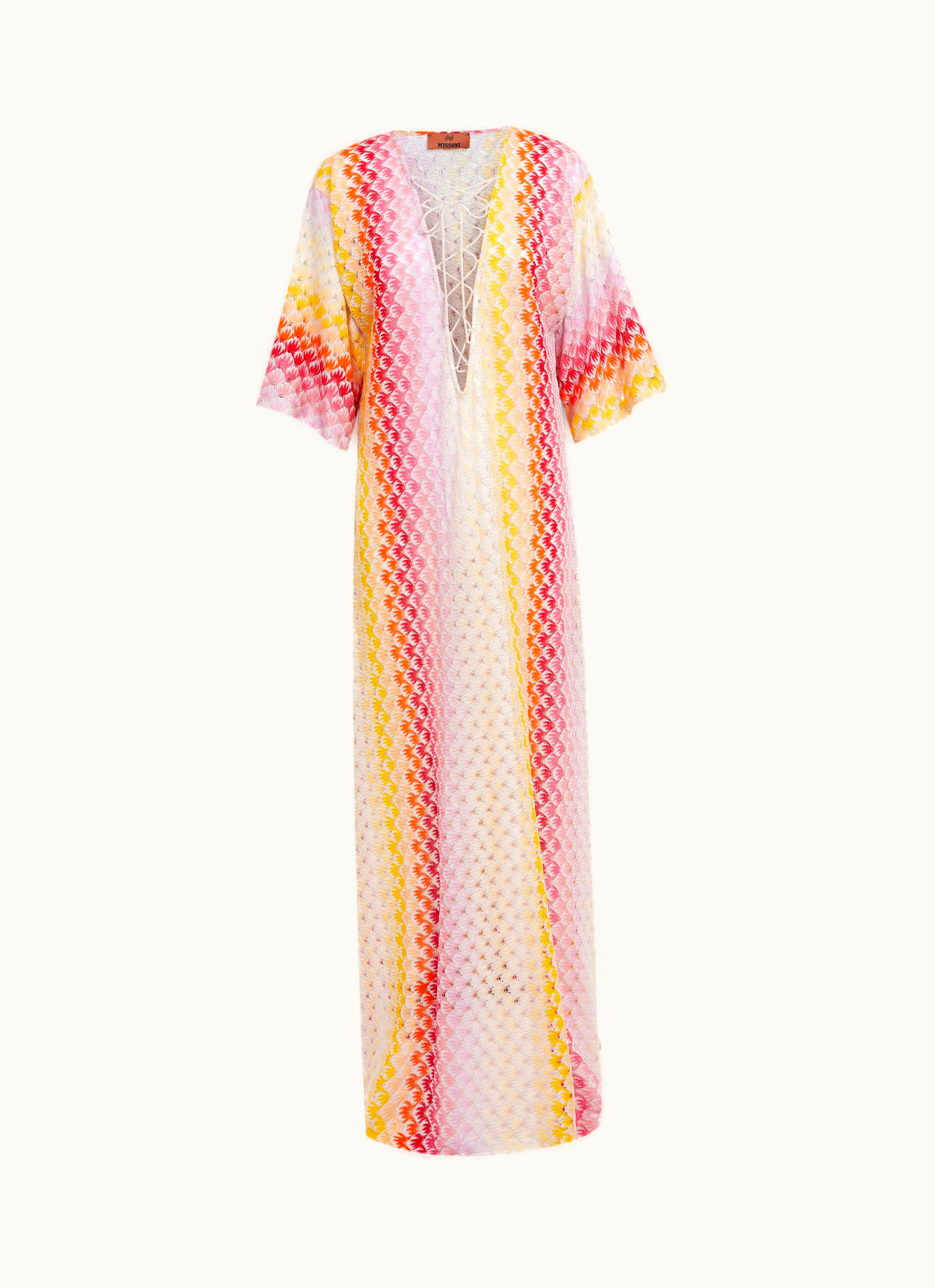 Missoni Missoni Long Dégradé lace-effect Cover Up Kaftan With Lurex Red