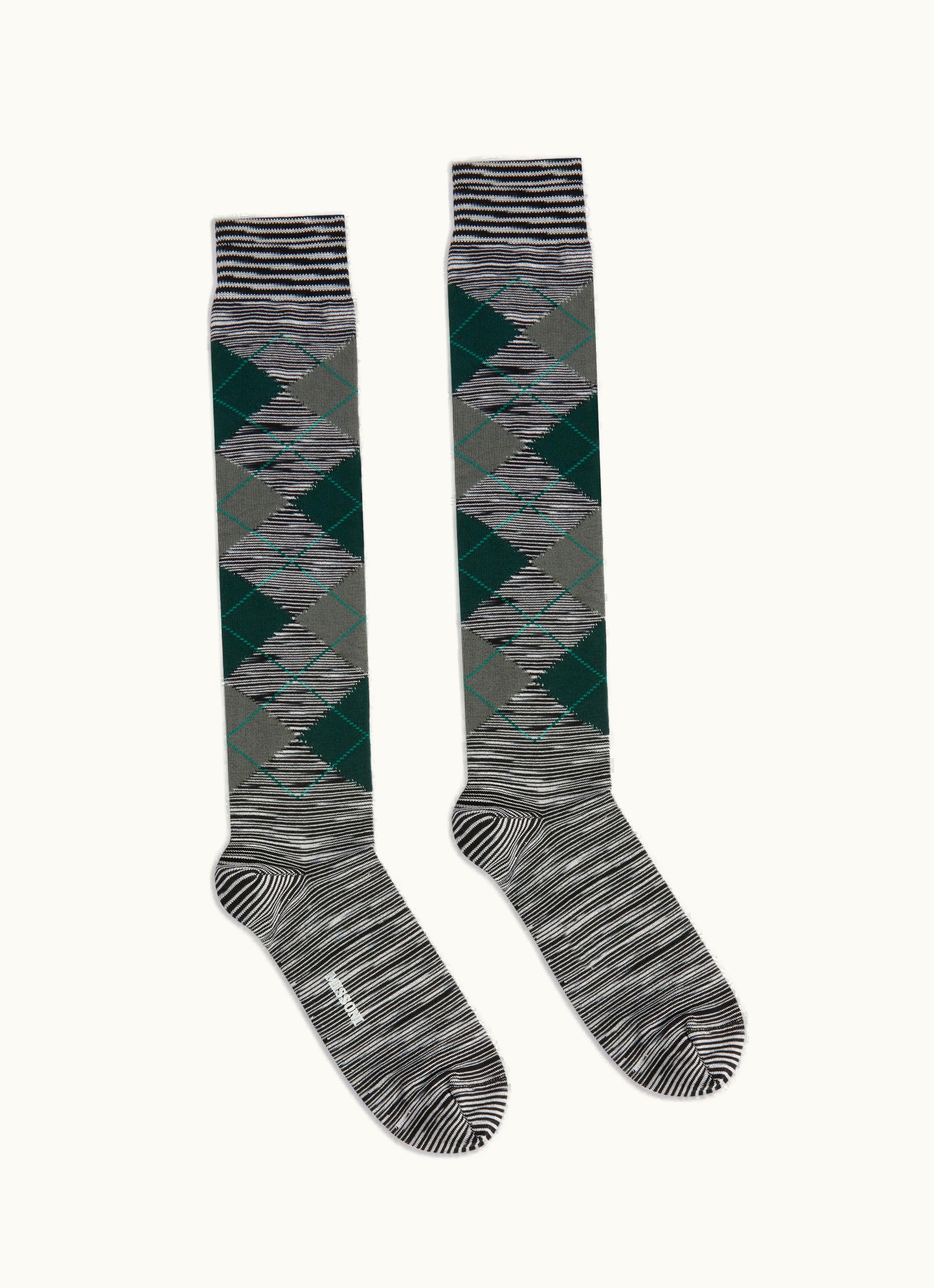 Missoni Missoni Slub Cotton Blend Socks With Rhombuses Multicoloured