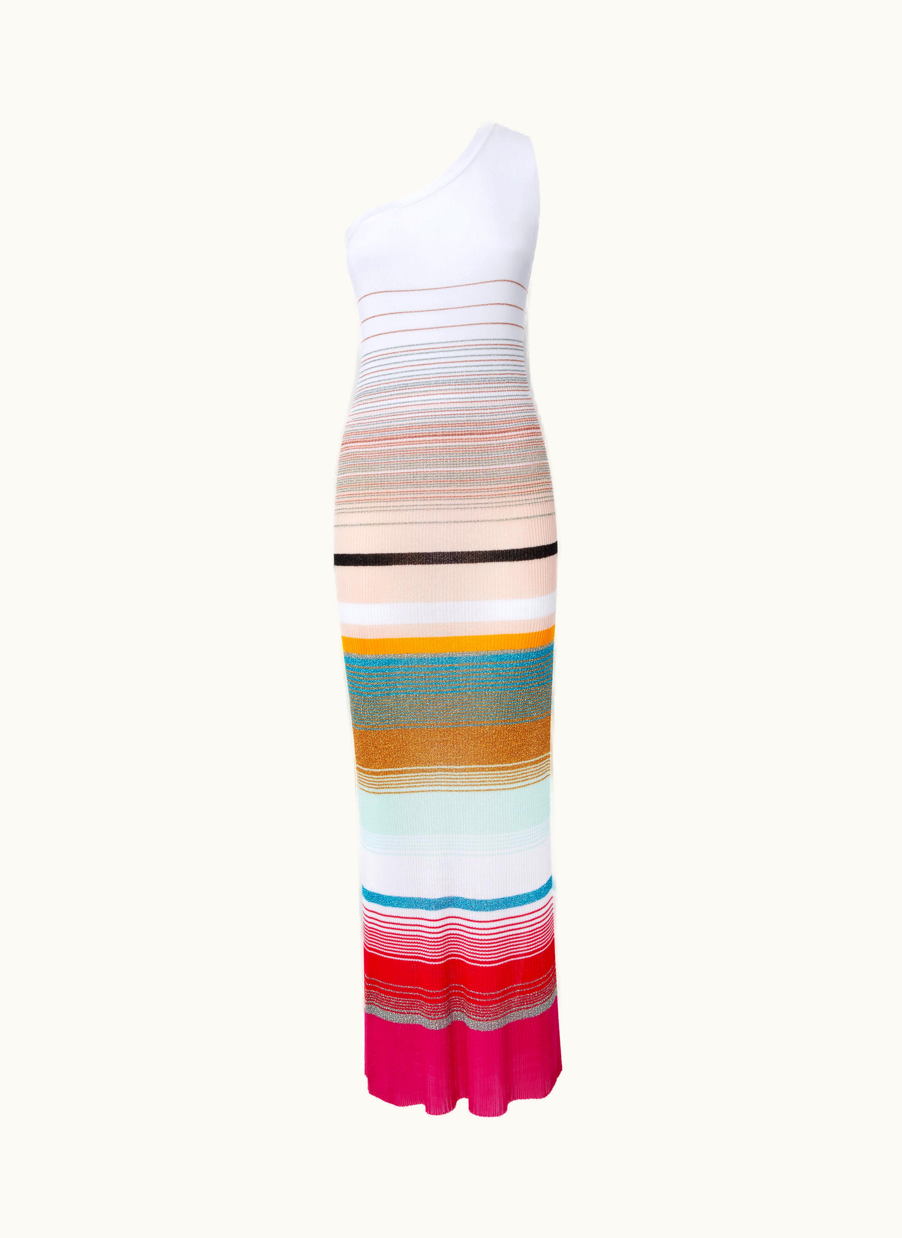 Missoni Missoni One-shoulder Dress In Striped Ribbed Knit With Lurex Multicoloured