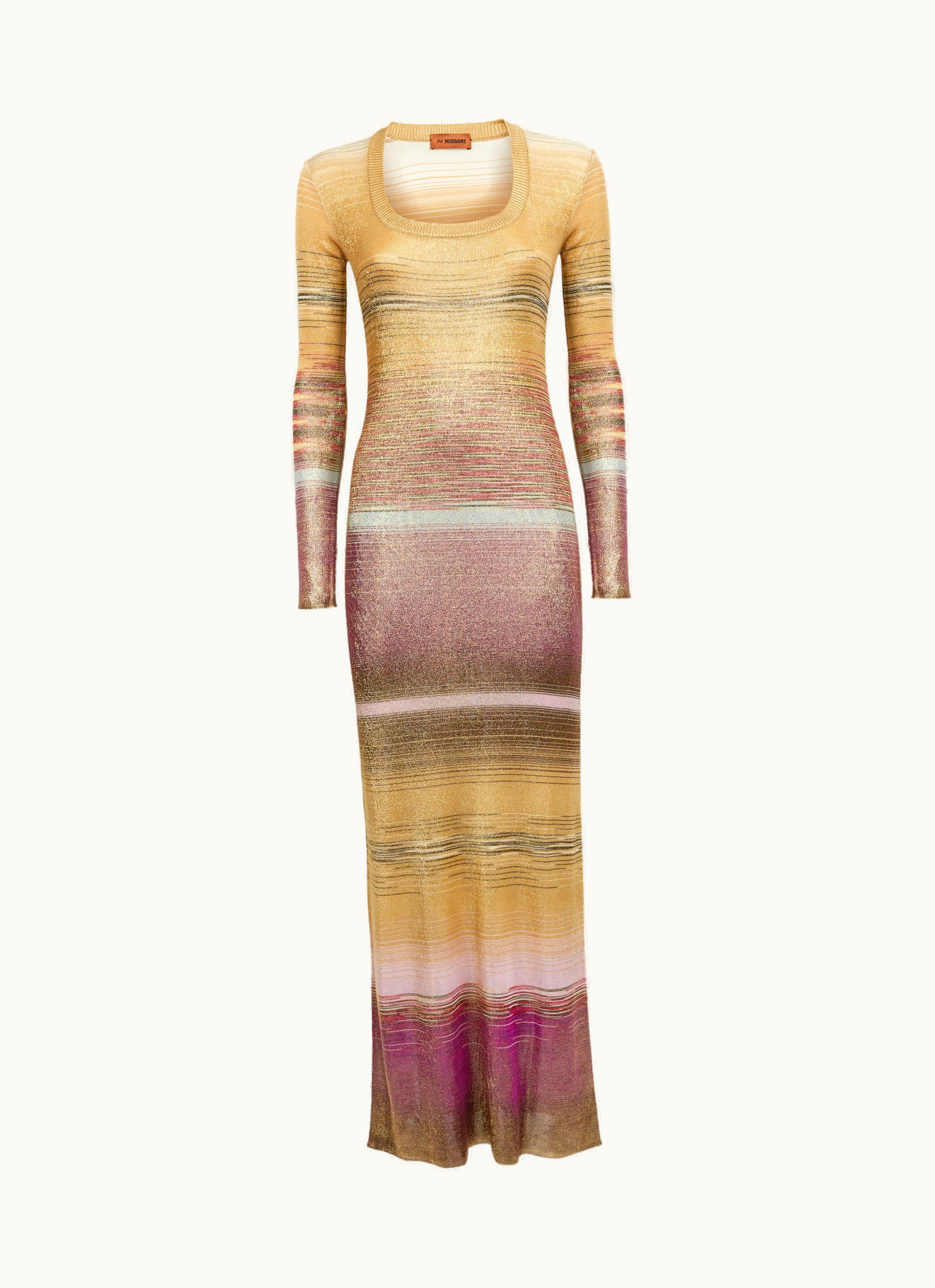 Missoni Missoni Long Dress With Square Neckline In Slub Viscose Multicoloured