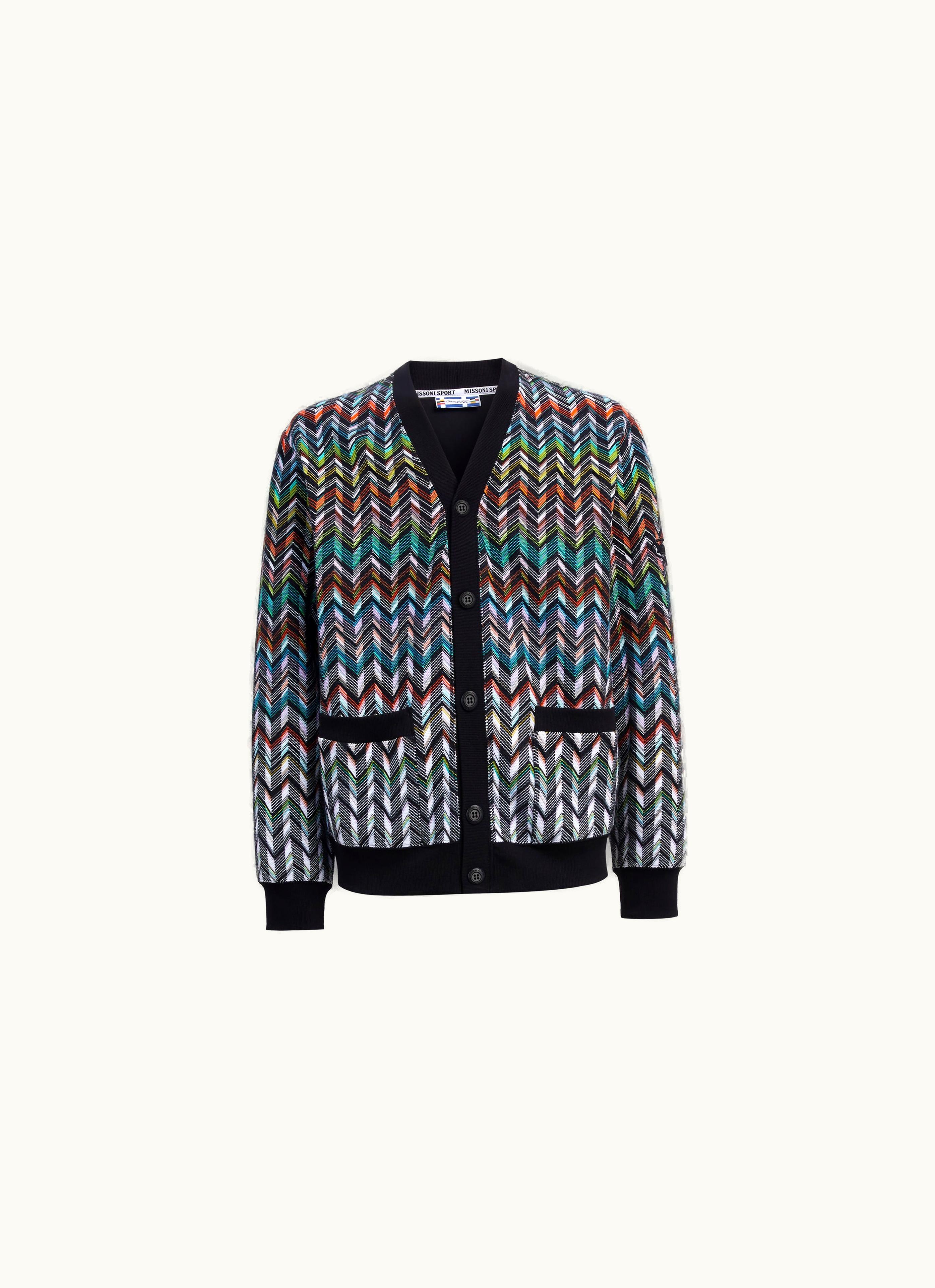 Missoni Missoni Cardigan In Zigzag Knit With Plain Trim Multicoloured