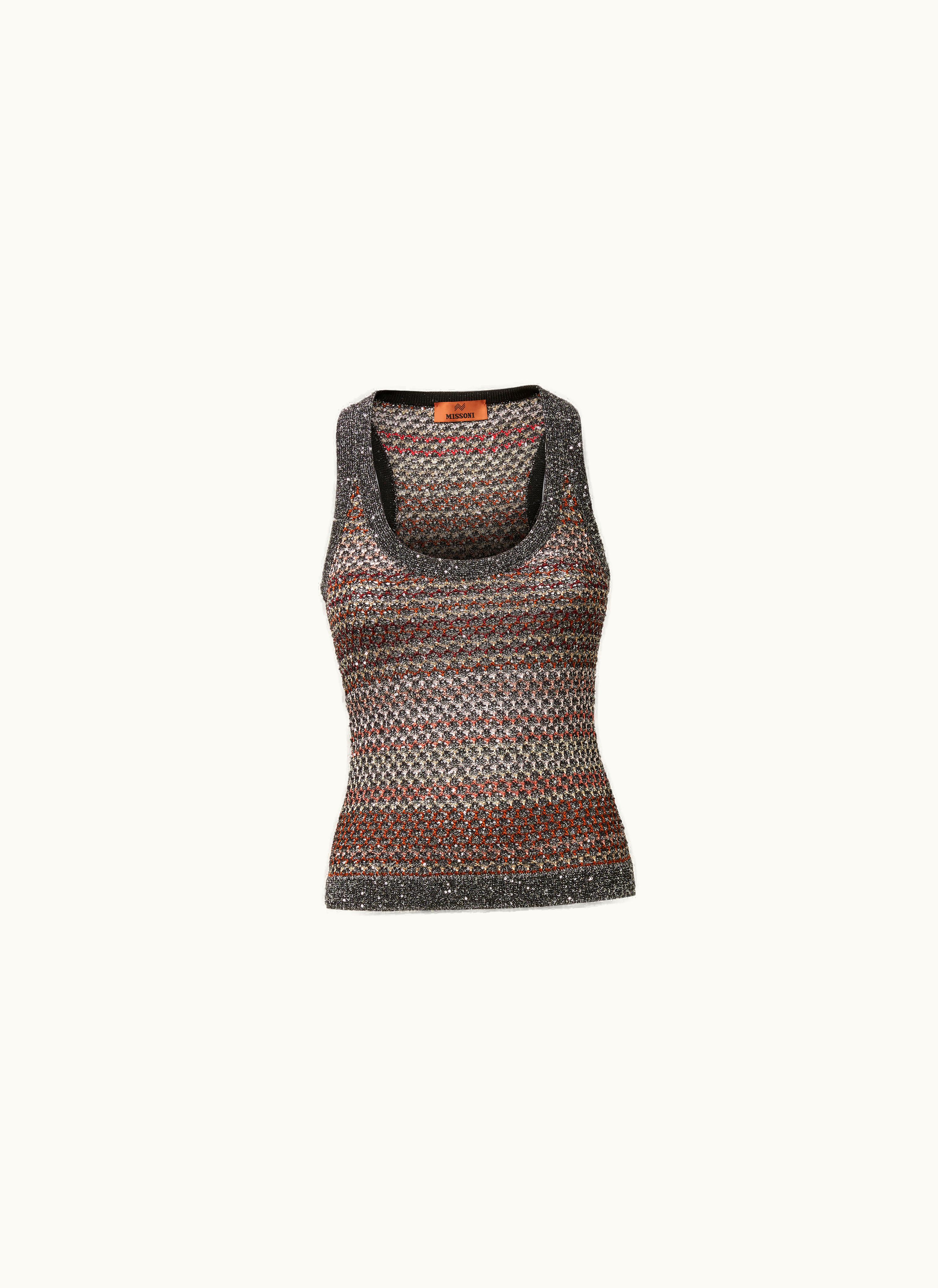Missoni Missoni Tank Top In Mesh Knit With Sequin Appliqué Multicoloured