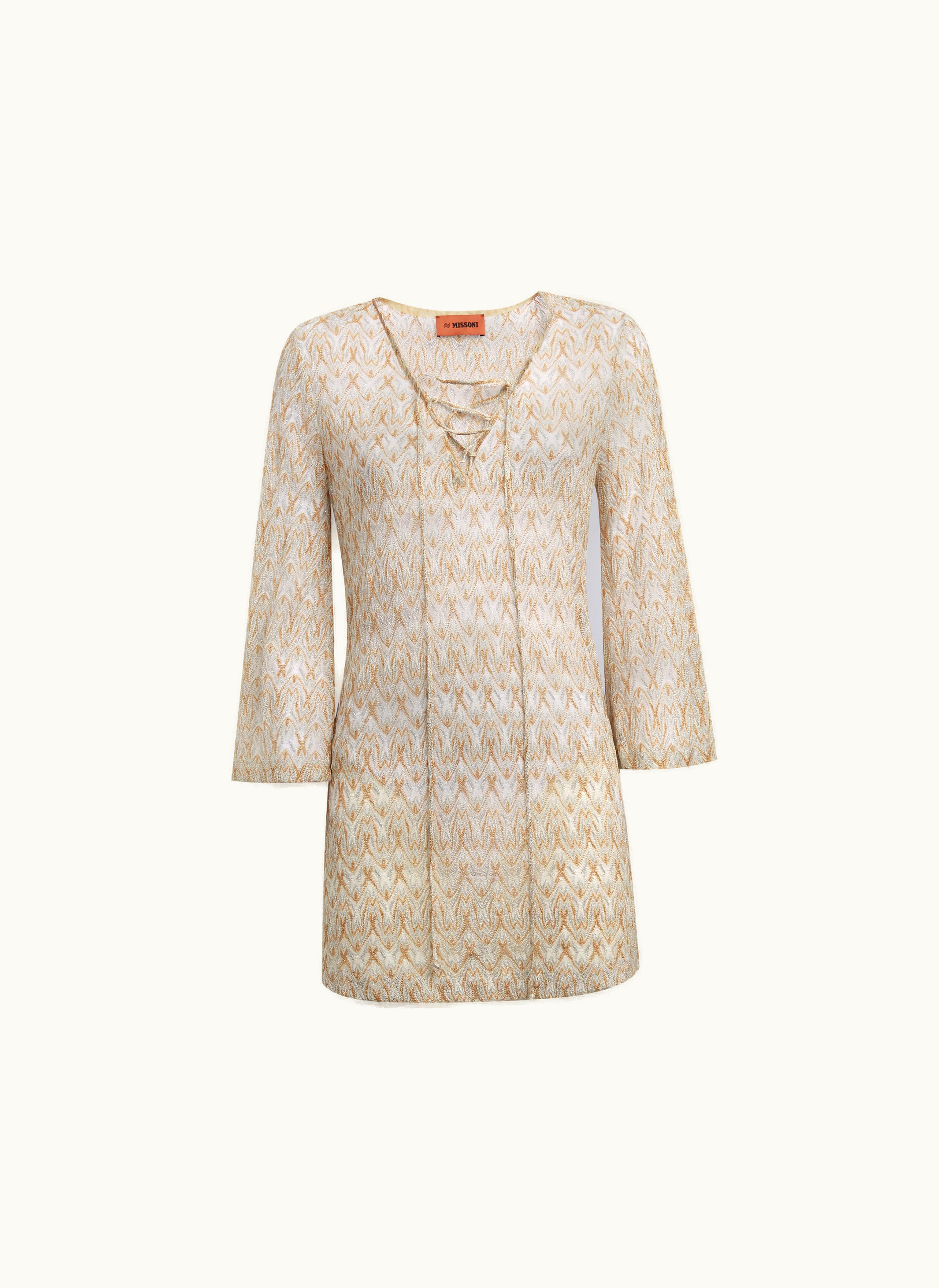 Missoni Missoni Short Knitted Kaftan Cover Up With Lurex Gold