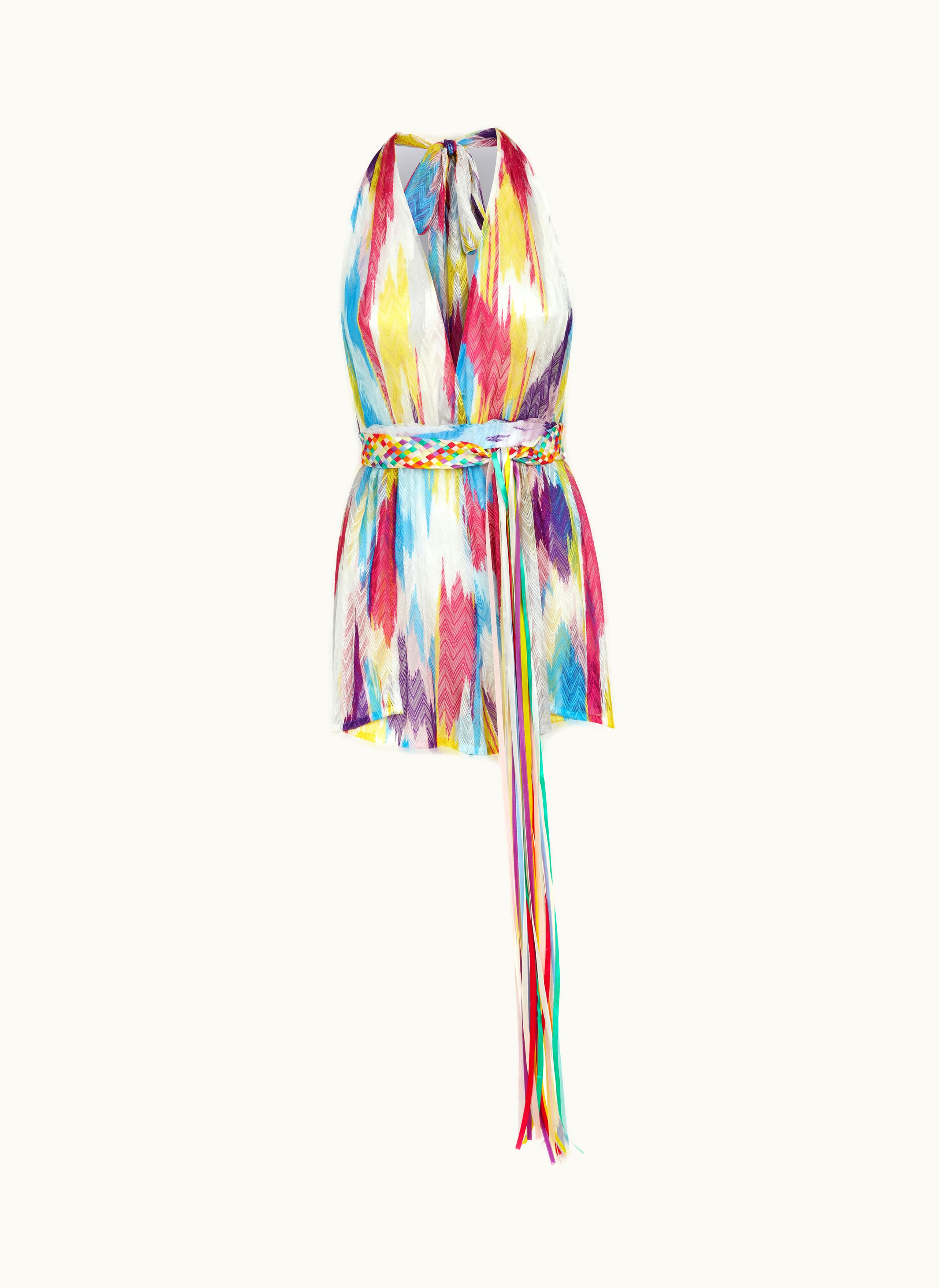 Missoni Missoni Short Cover Up Jumpsuit With Ribbon Belt Multicoloured