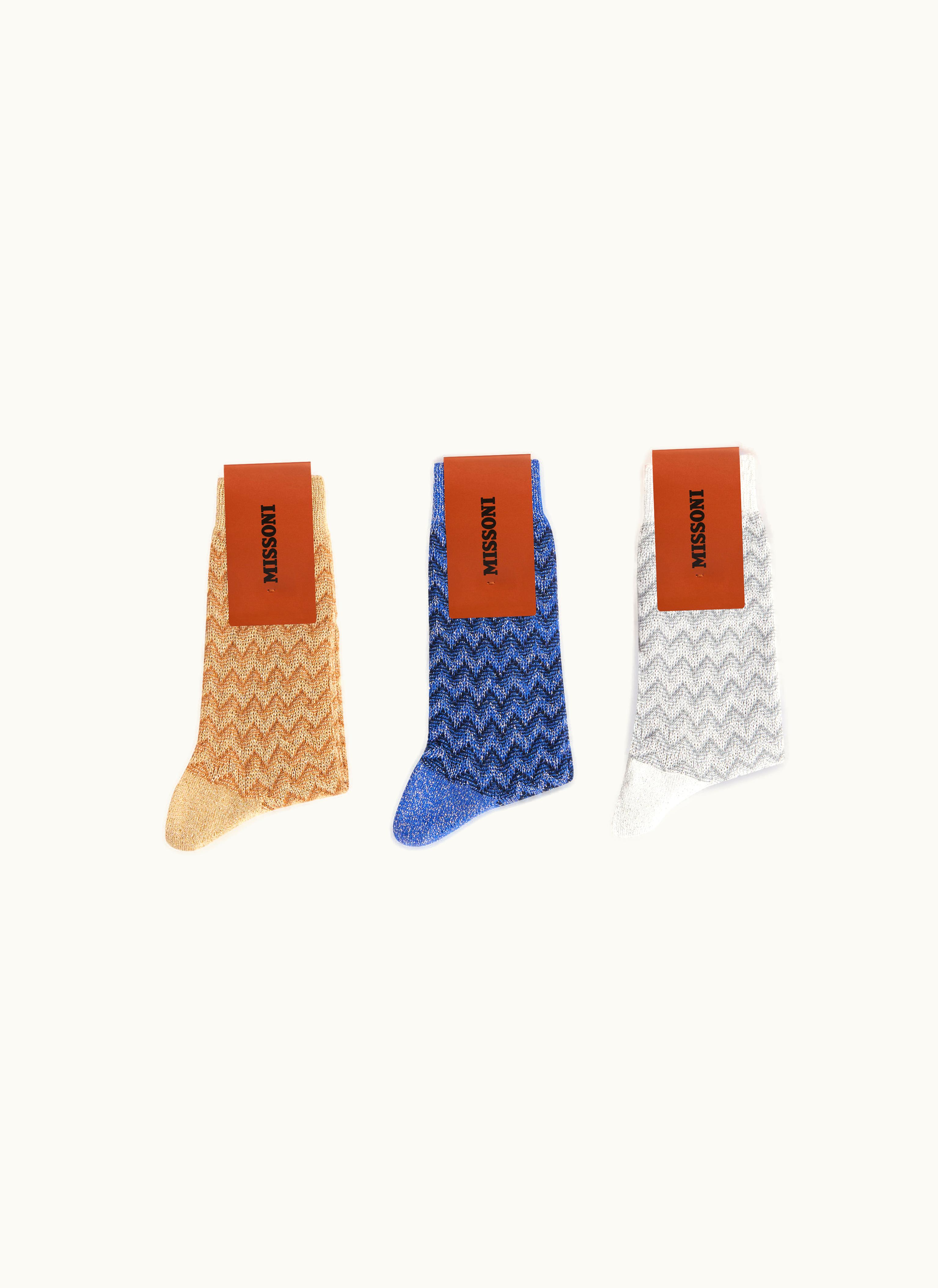 Missoni Missoni Three-piece Set Of Zigzag Cotton Blend Socks With Lurex Multicoloured