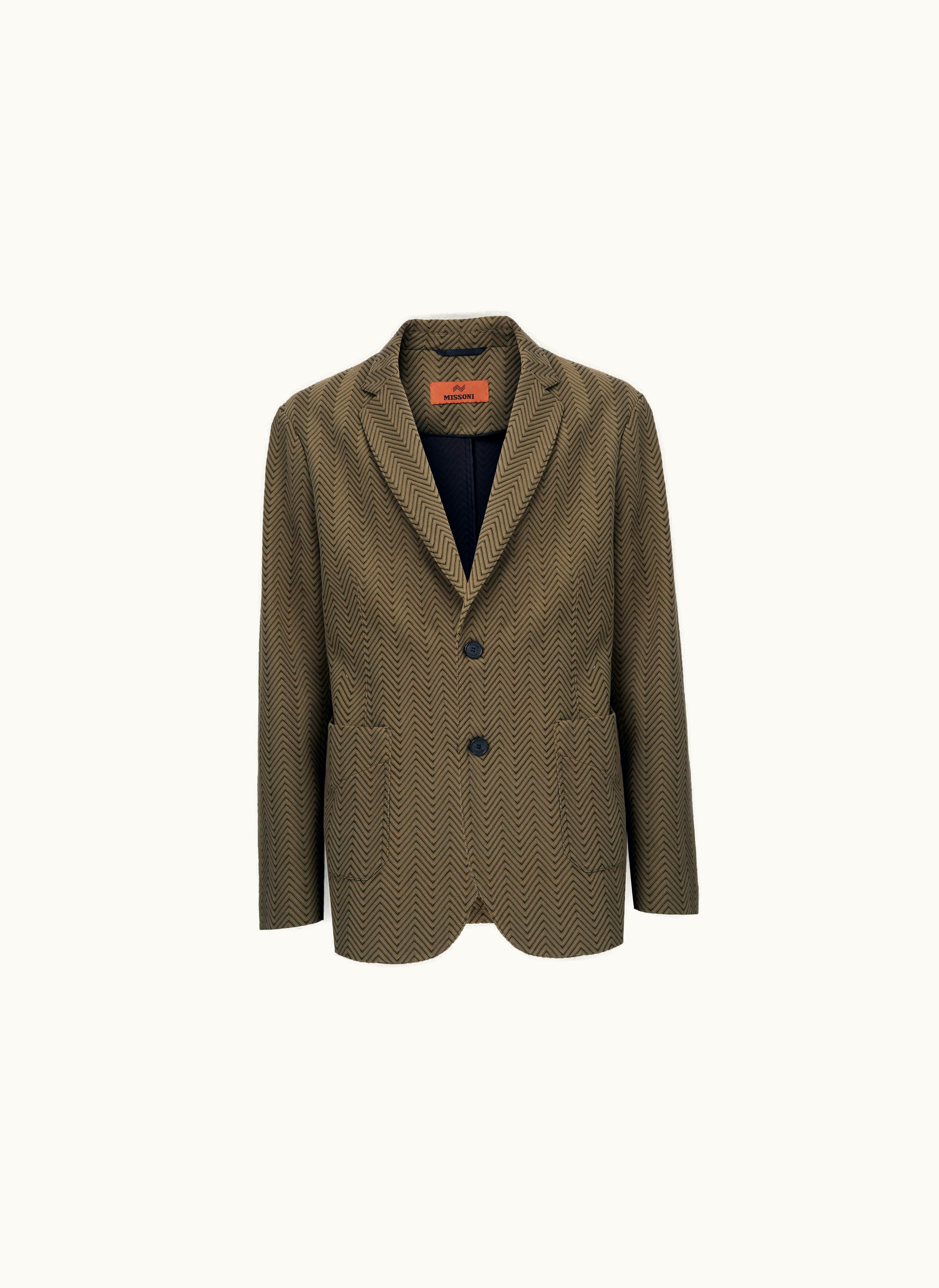 Missoni Missoni Blazer In Chevron Viscose And Cotton Green