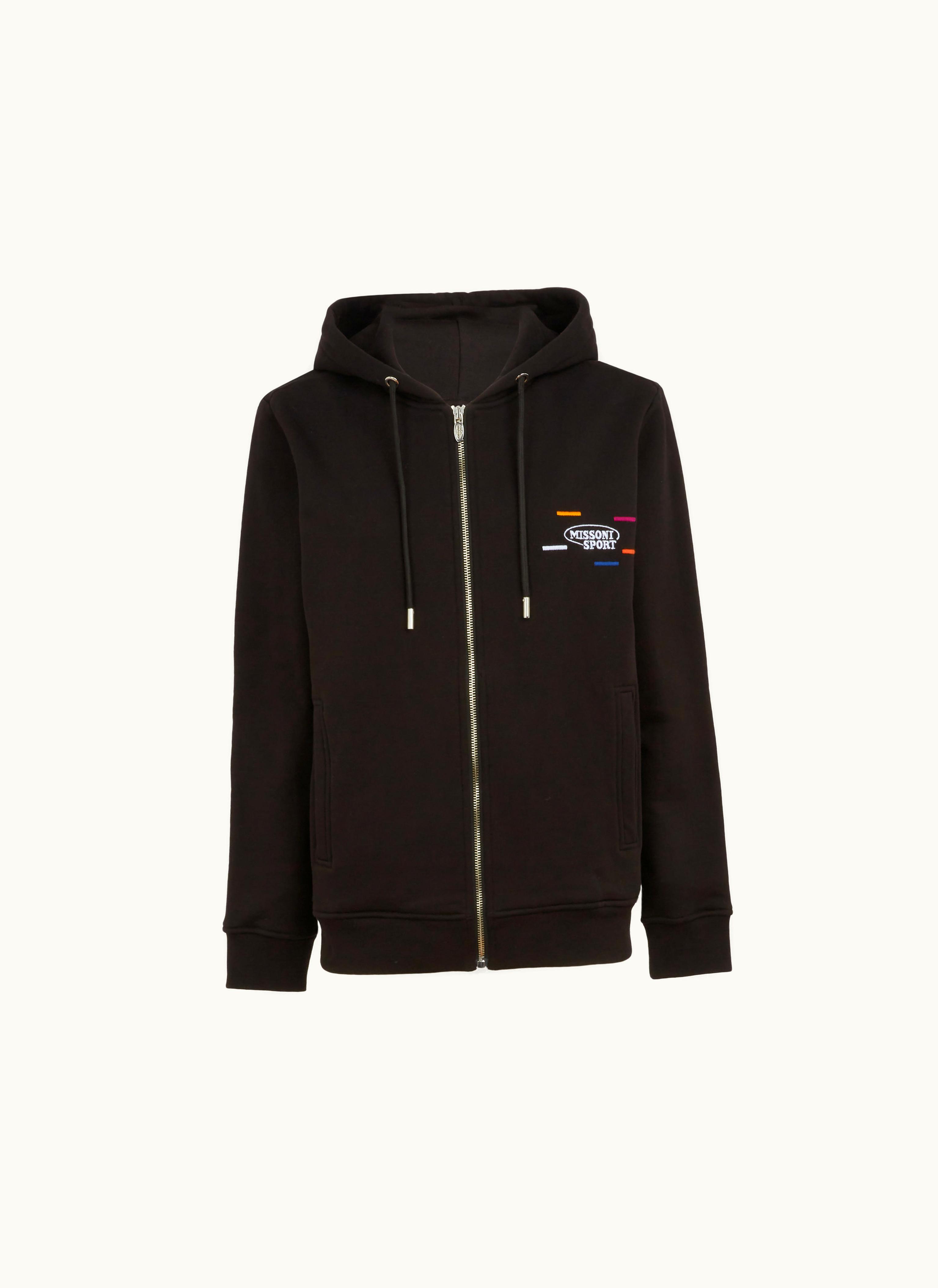 Missoni Missoni Full-zip Hooded Sweatshirt With Knitted Bands Navy Blue