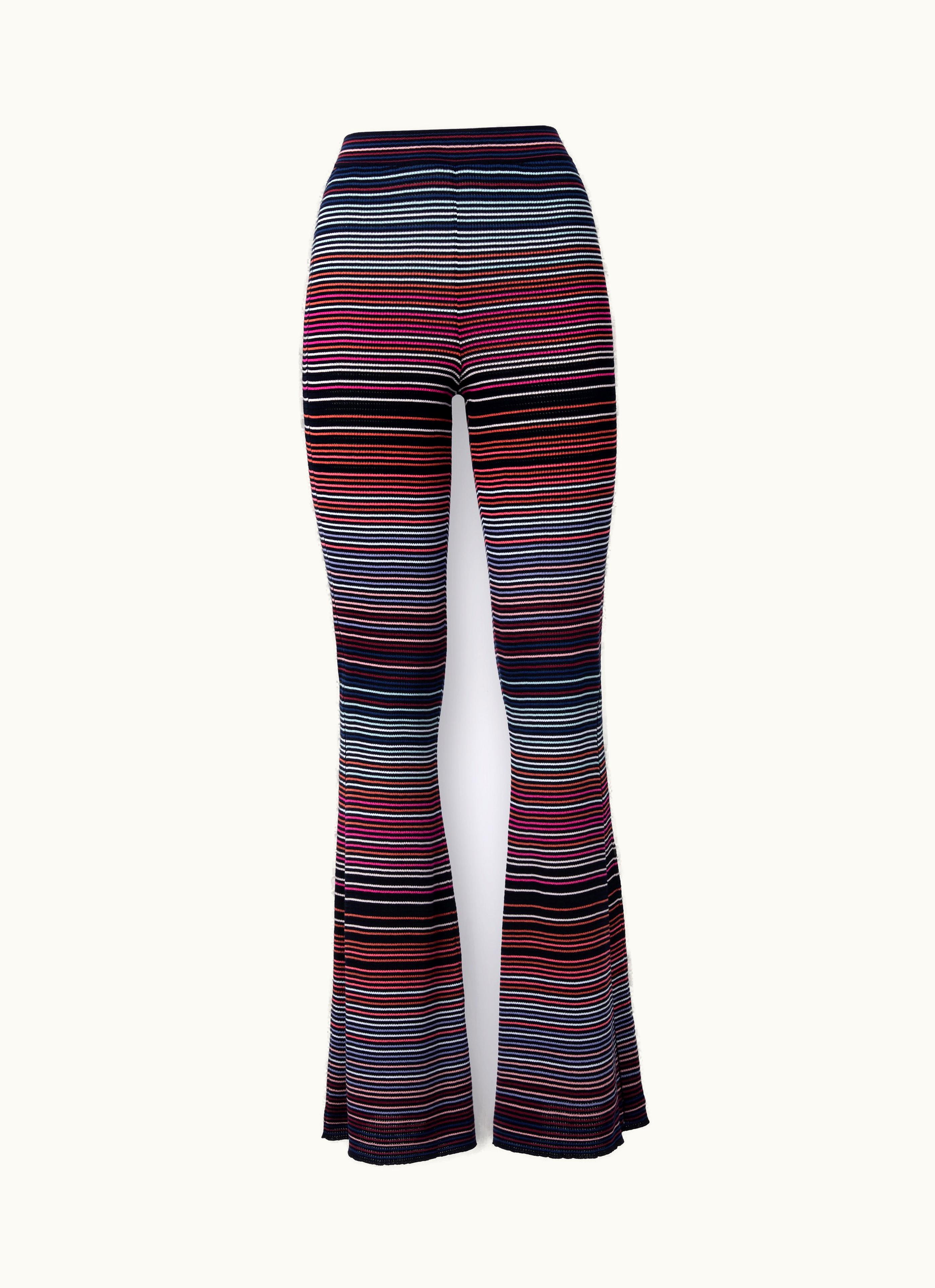 Missoni Missoni Flared Trousers In Striped Viscose And Cotton Knit Multicoloured
