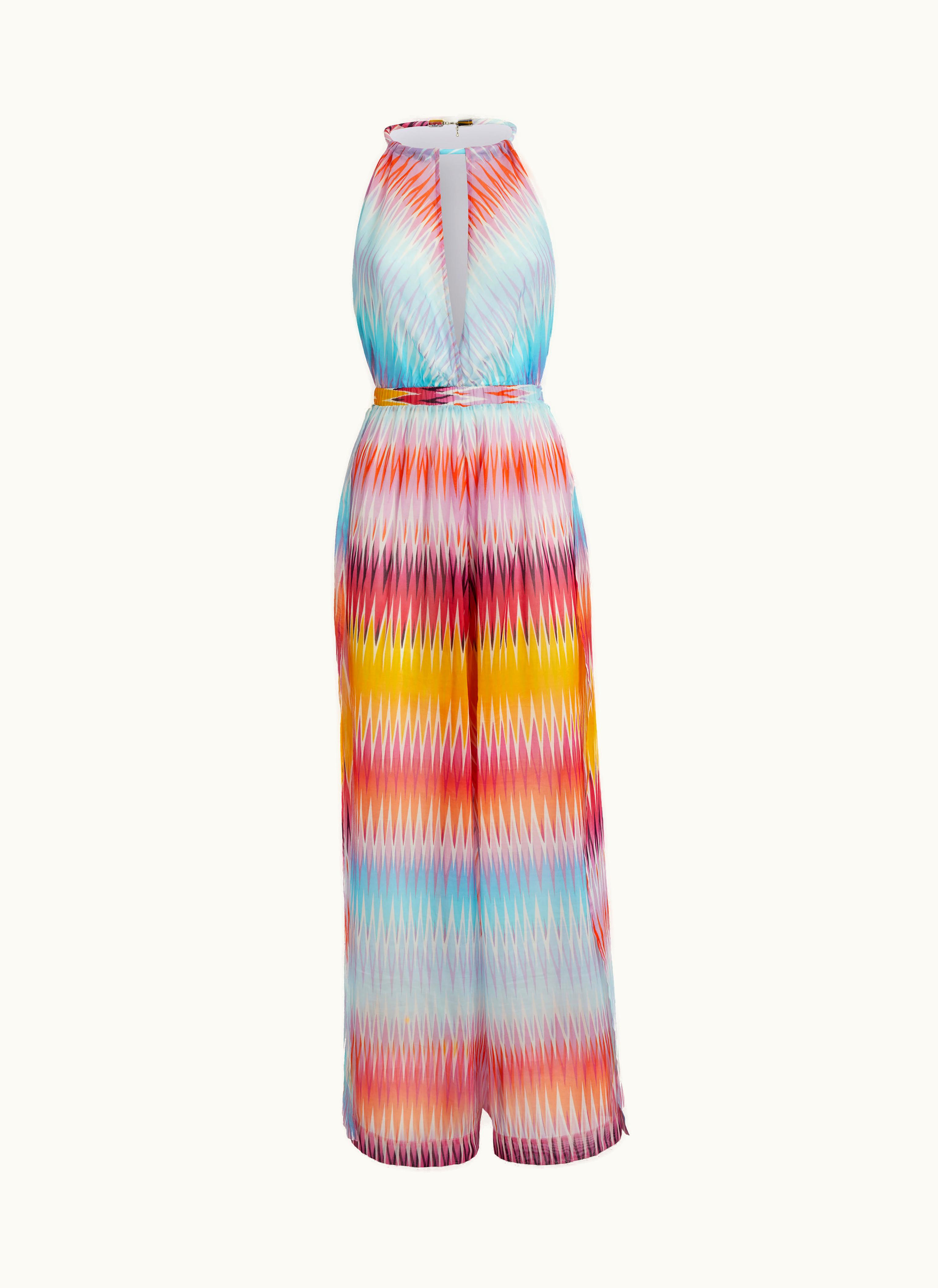 Missoni Missoni Long Multicoloured Printed Cotton And Silk Jumpsuit Multicoloured