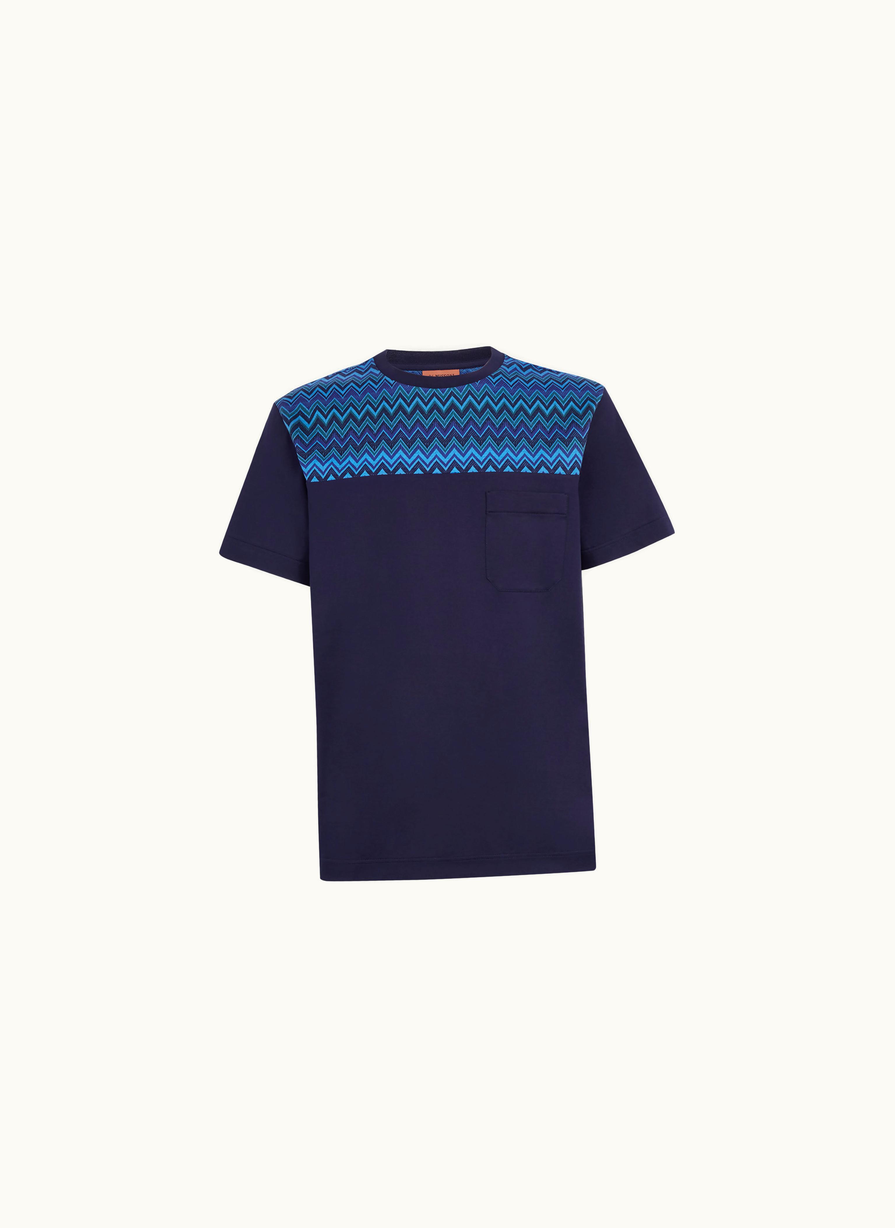 Missoni Missoni Cotton Jersey T-shirt With Zigzag Insert Blue