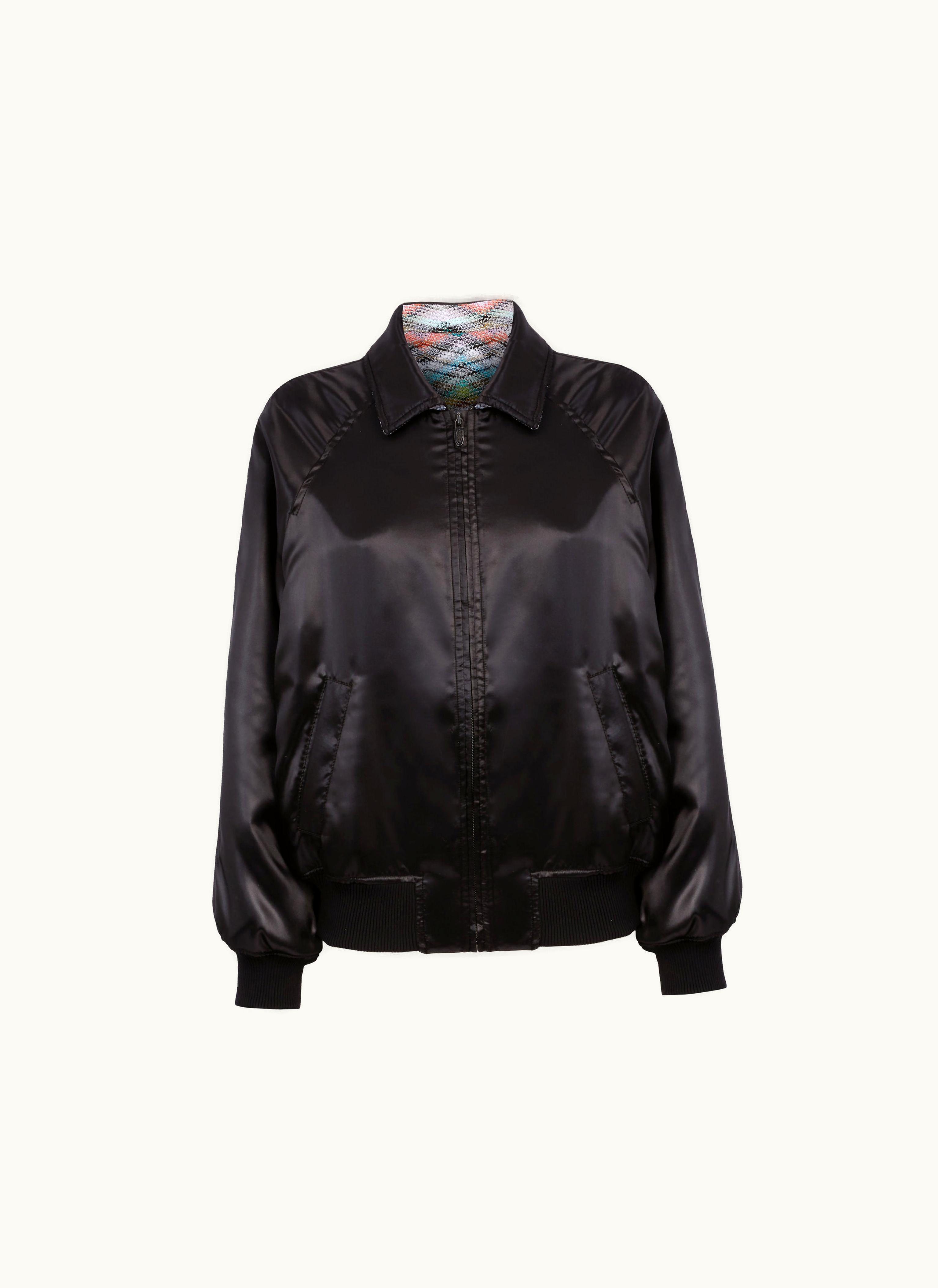 Missoni Missoni Reversible Bomber Jacket In Satin Knit With Lurex Black
