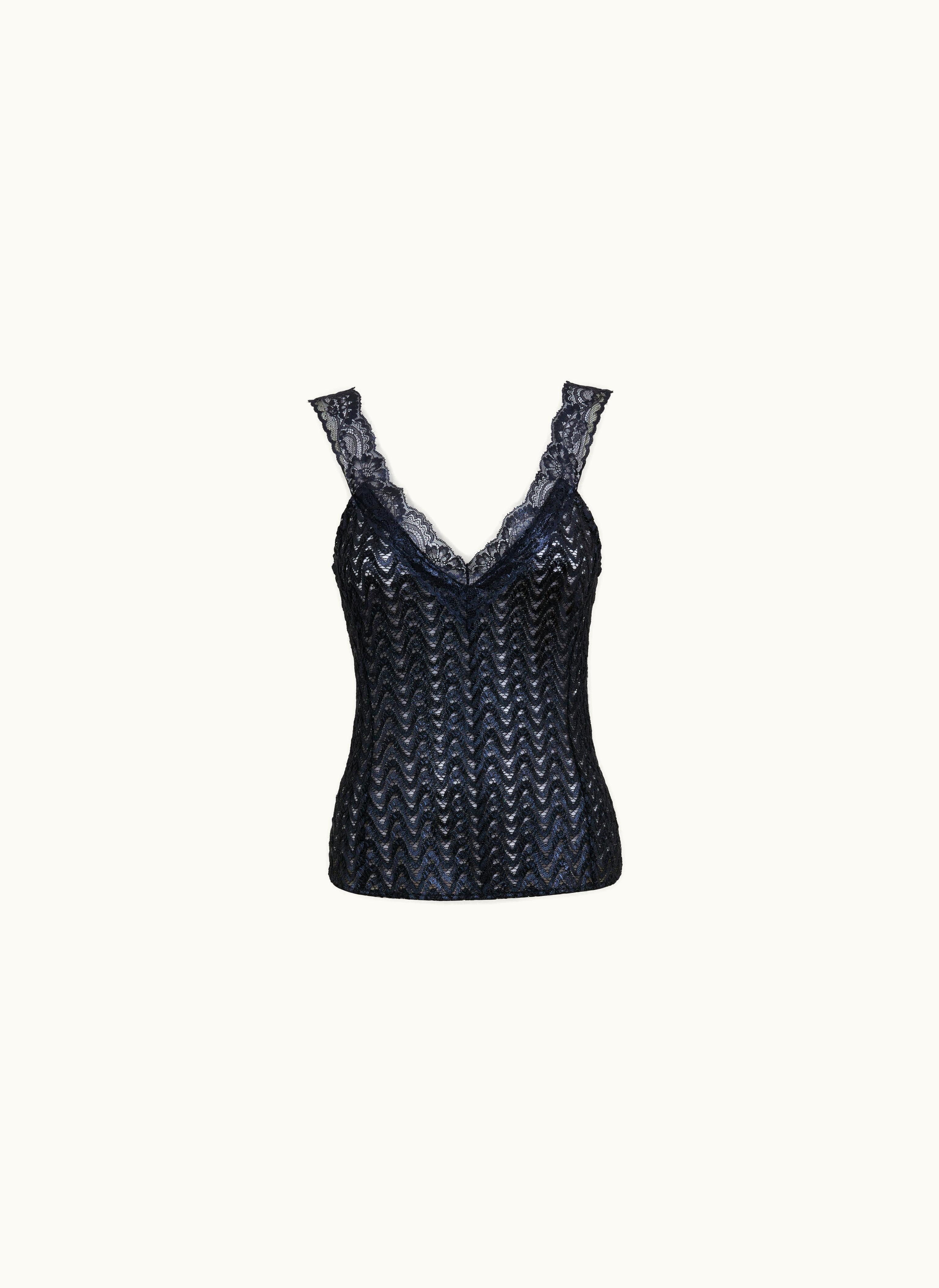 Missoni Missoni Wool And Viscose Tank Top With Lace Insert Purple