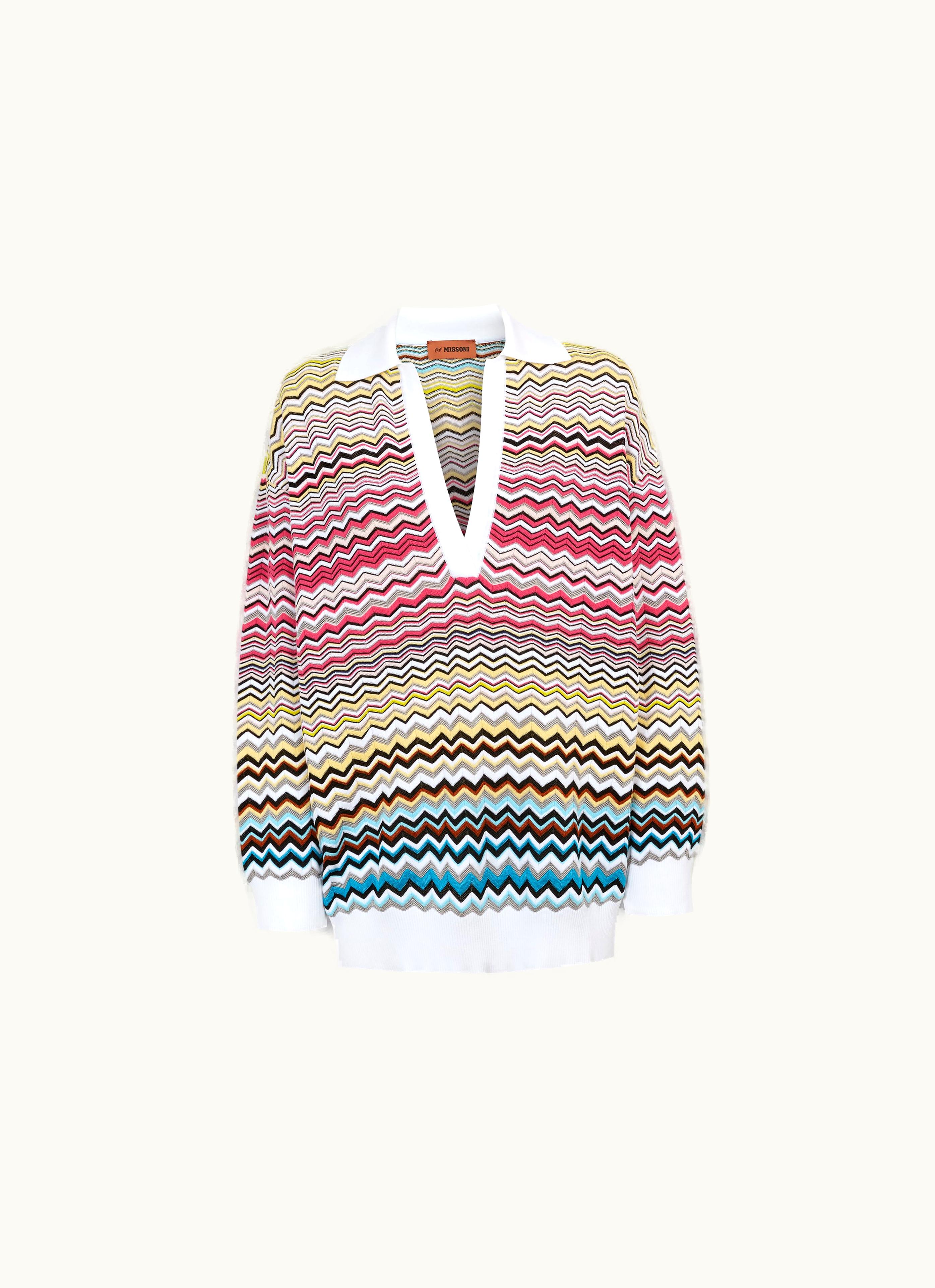 Missoni Missoni Long-sleeved Oversized Polo Shirt With Chevron Pattern Multicoloured