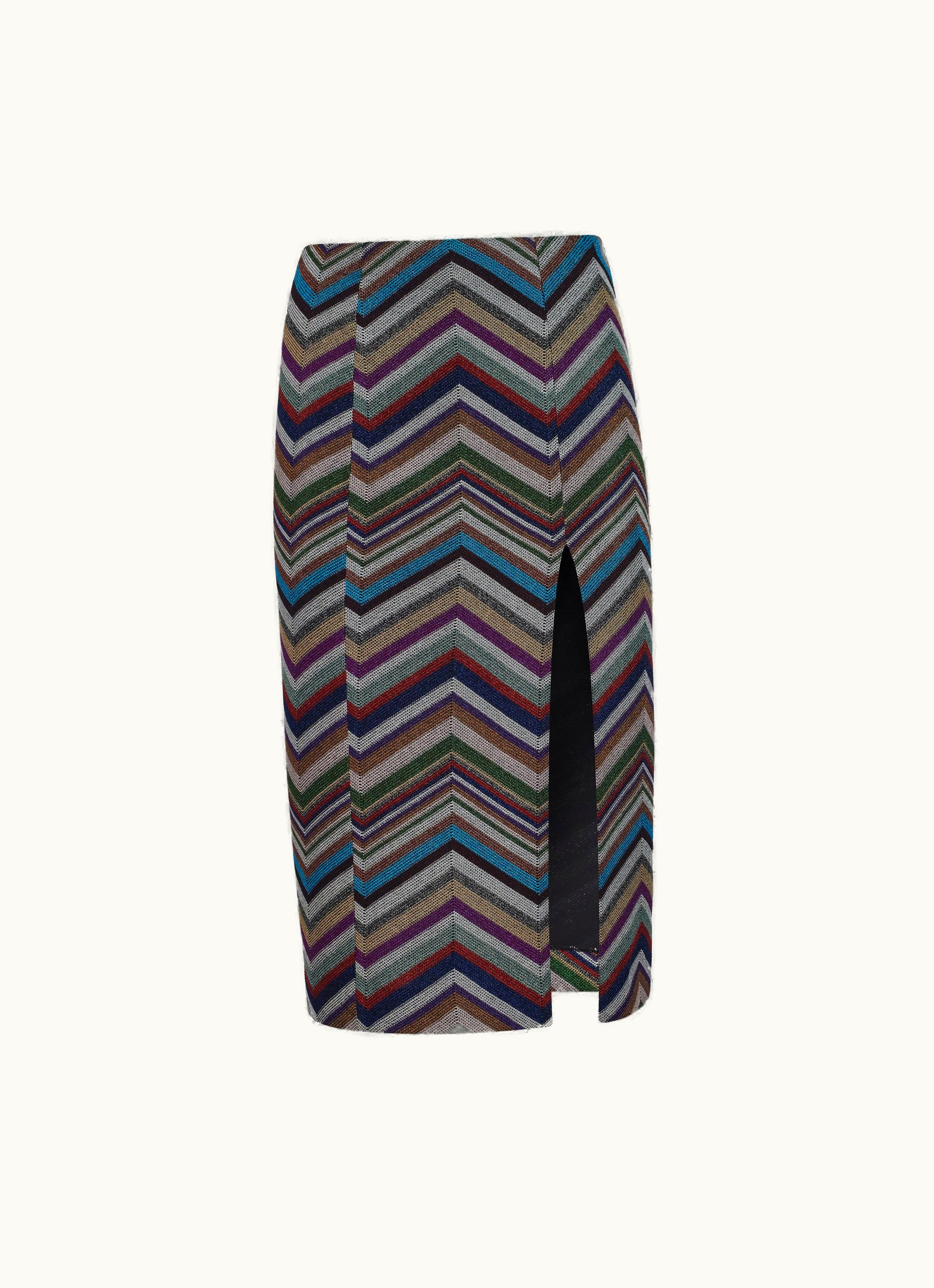 Missoni Missoni Skirt With Split In Wool And Viscose Chevron And Lurex Multicoloured