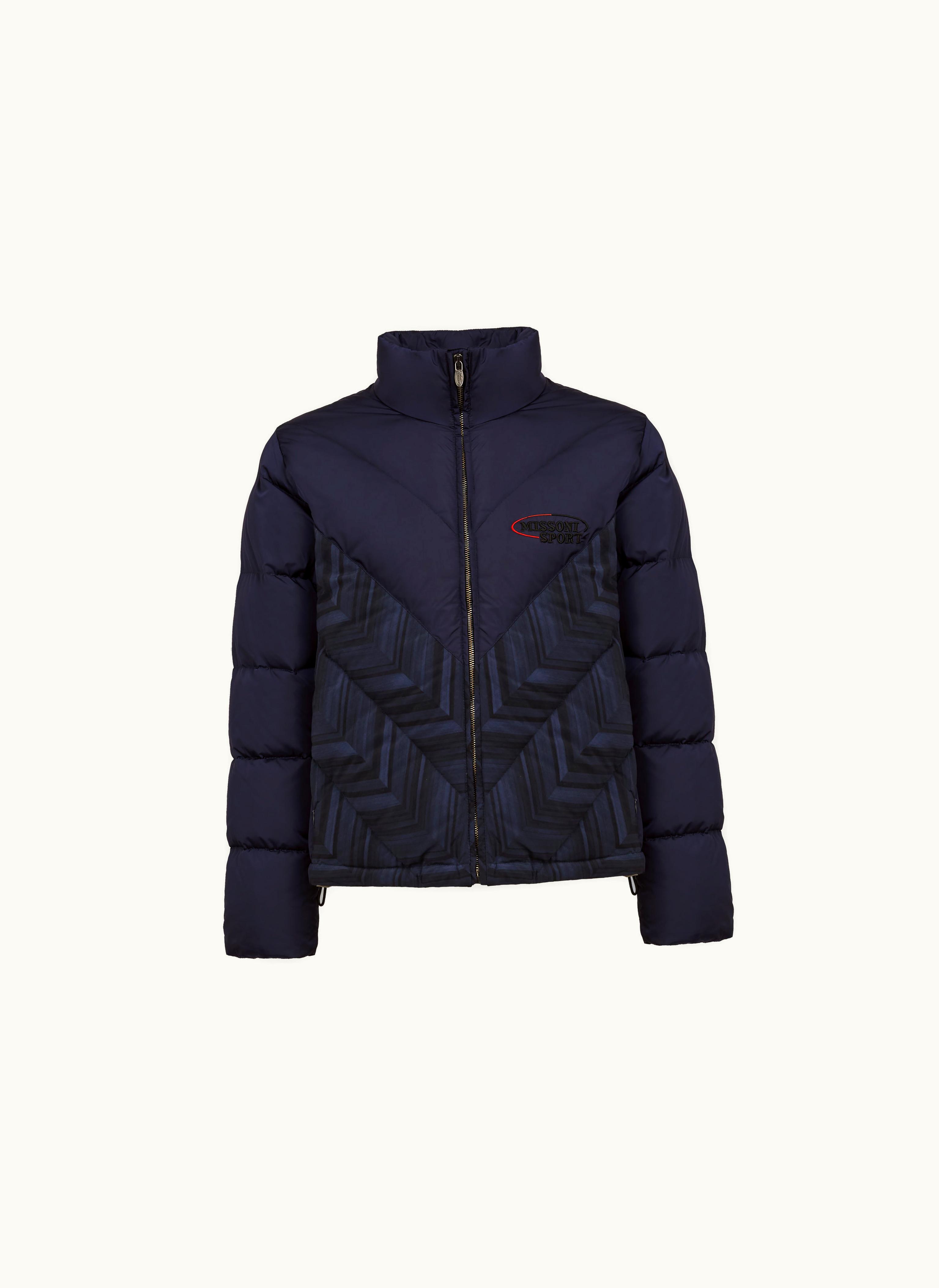 Missoni Missoni Padded Quilted Jacket With Chevron Inserts And Logo Blue