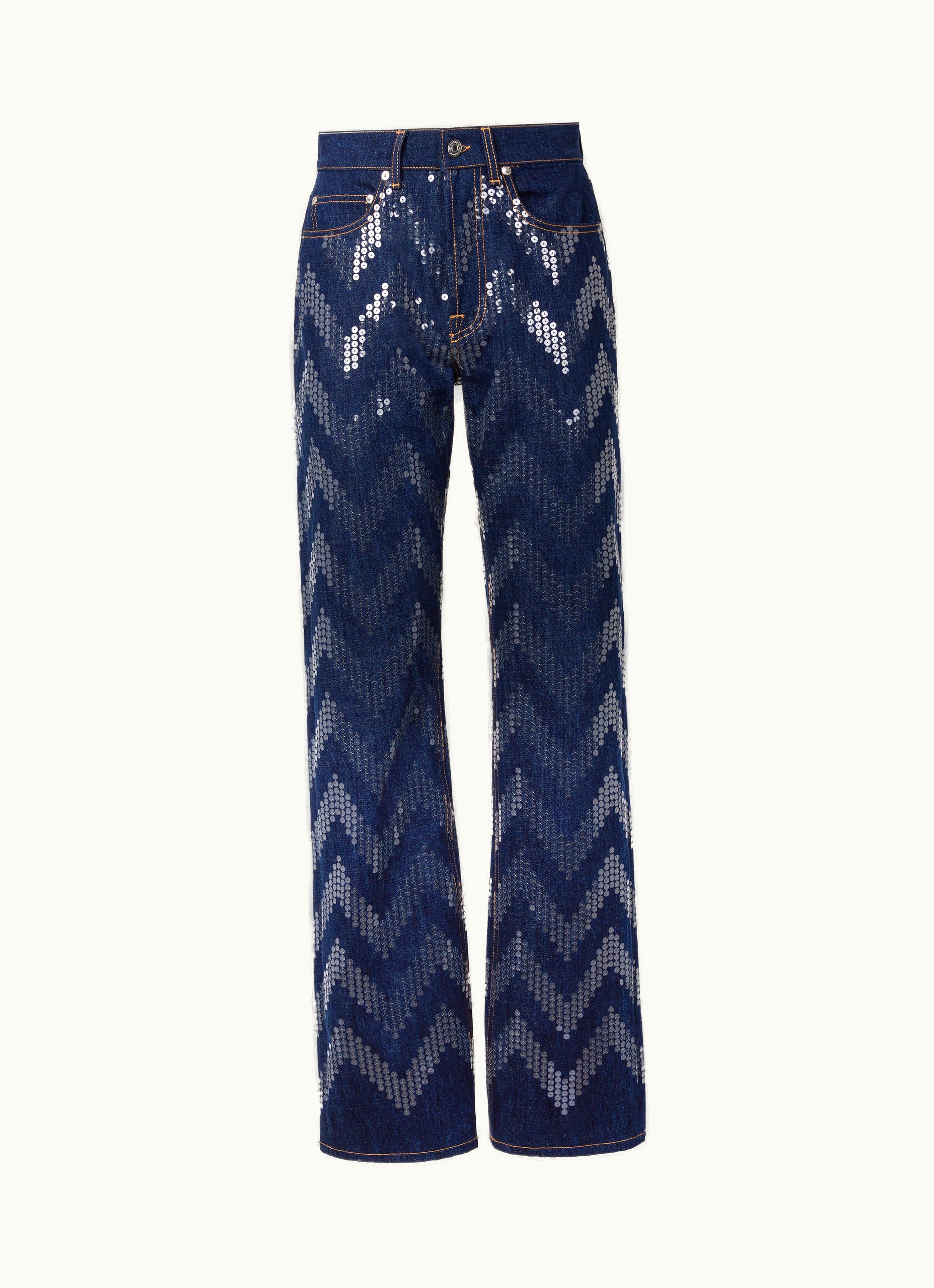 Missoni Missoni Five-pocket Trousers In Denim With Zigzag Sequins Blue