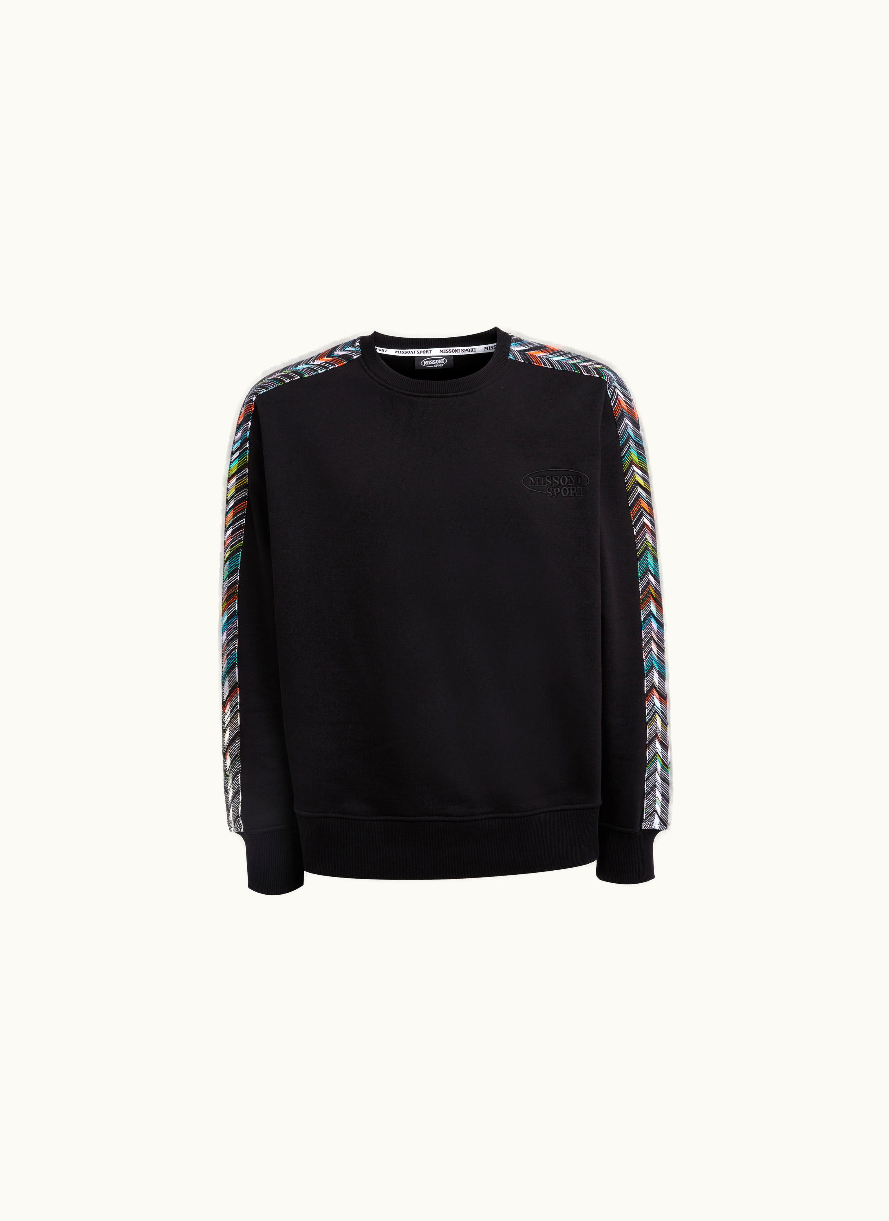 Missoni Missoni Crew-neck Sweatshirt In Cotton With Zigzag Knit Details Black