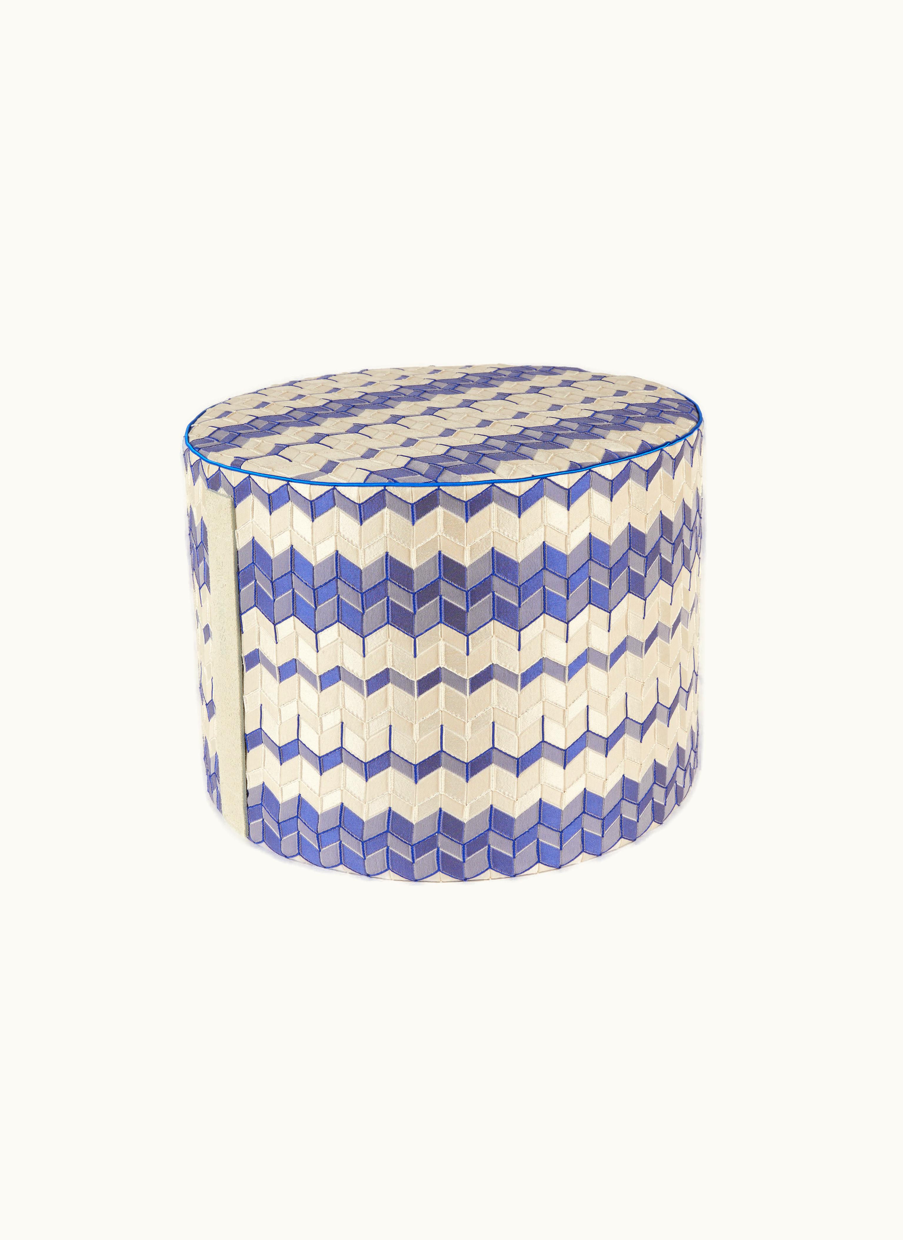Missoni Missoni Tread 40x30 CM Cylindrical Pouffe With 3D Effect Chevron Multicoloured