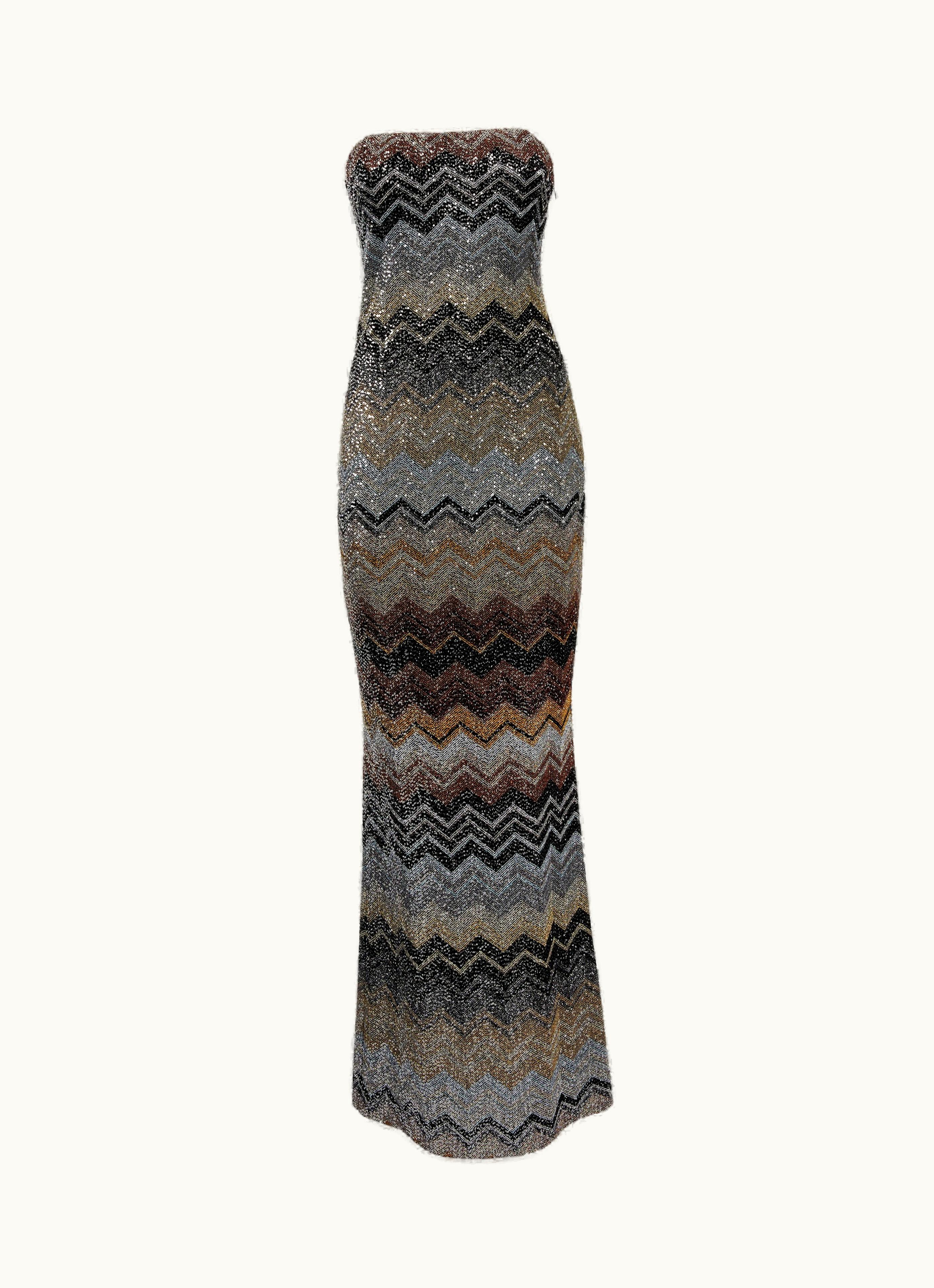 Missoni Missoni Long Dress In Viscose Blend Chevron With Sequins Multicoloured