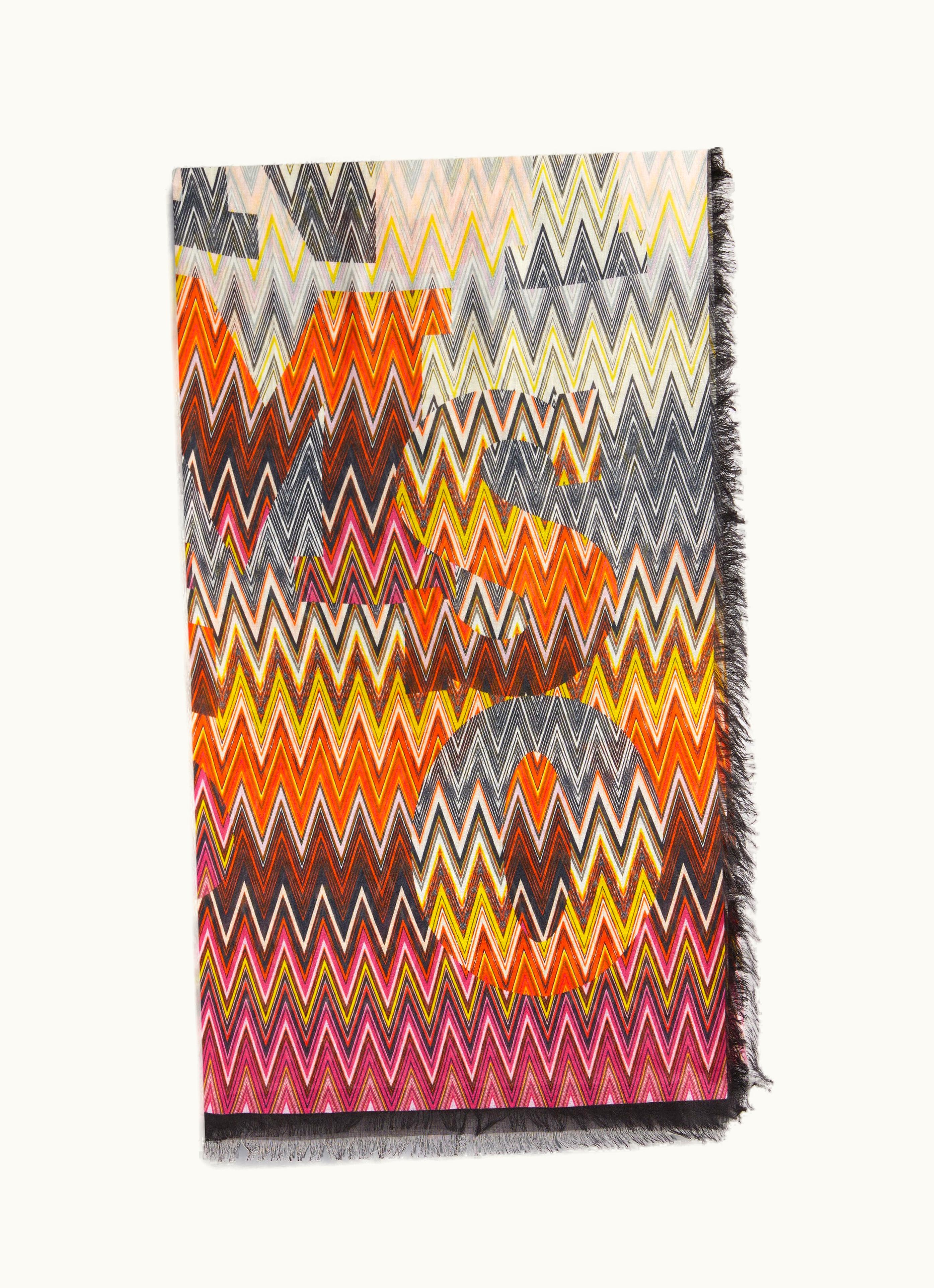 Missoni Missoni Silk Blend Chevron Stole With Logo Lettering Multicoloured Multicoloured