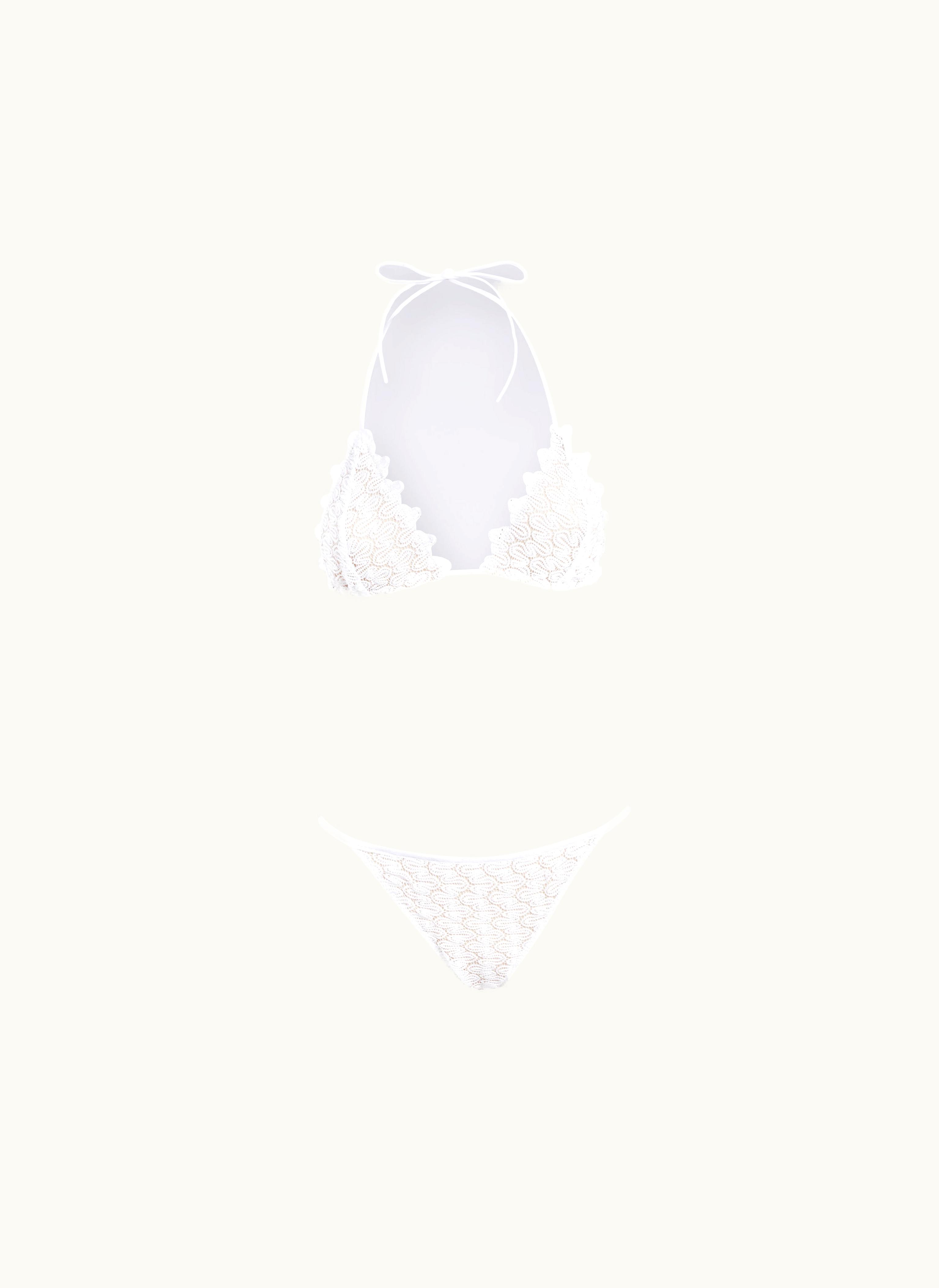 Missoni Missoni Lace-effect Knit Bikini With Lurex And Scalloped Edges White