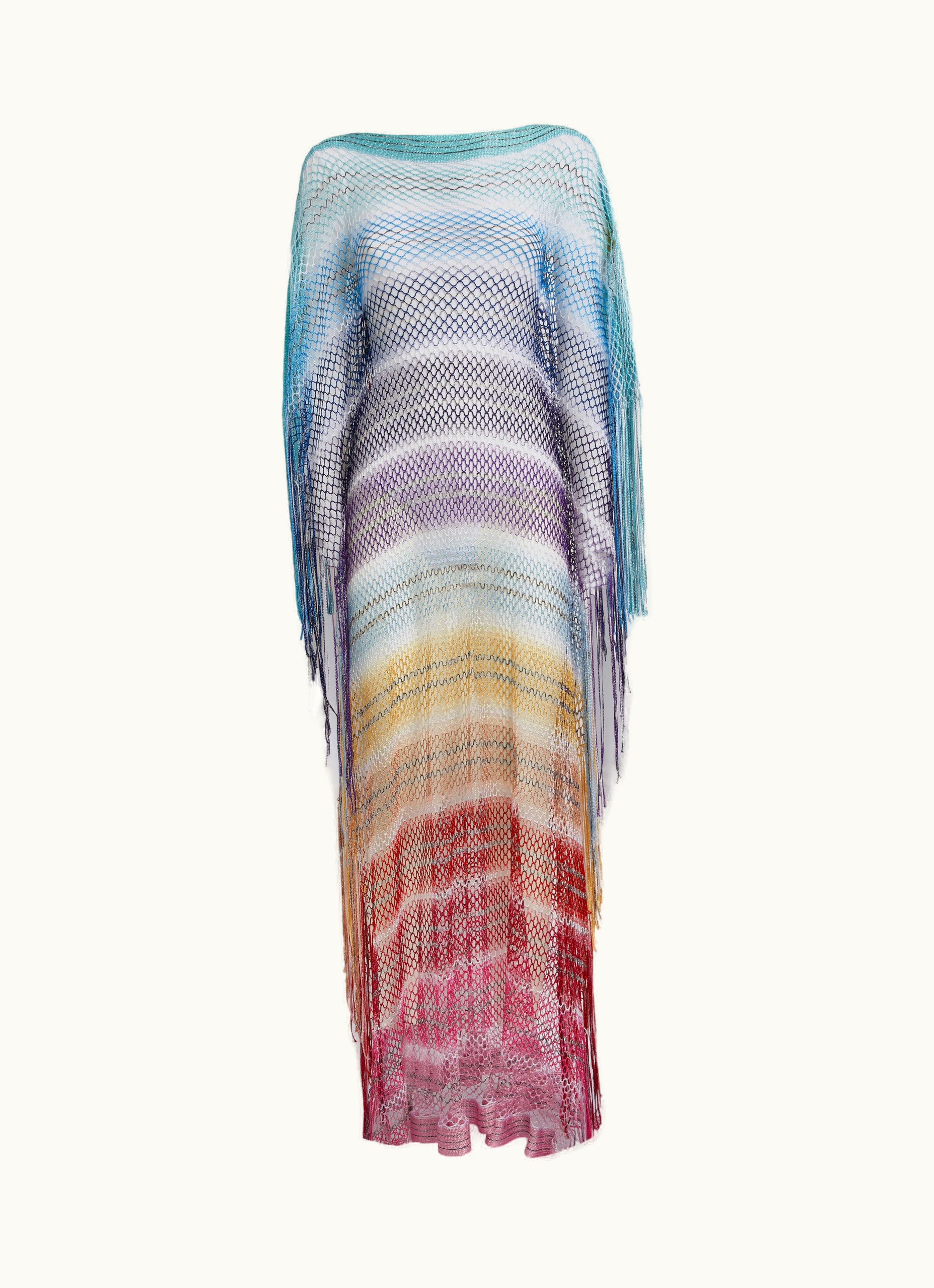 Missoni Missoni Long Mesh Cover Up With elbow-length Sleeves And Fringes White