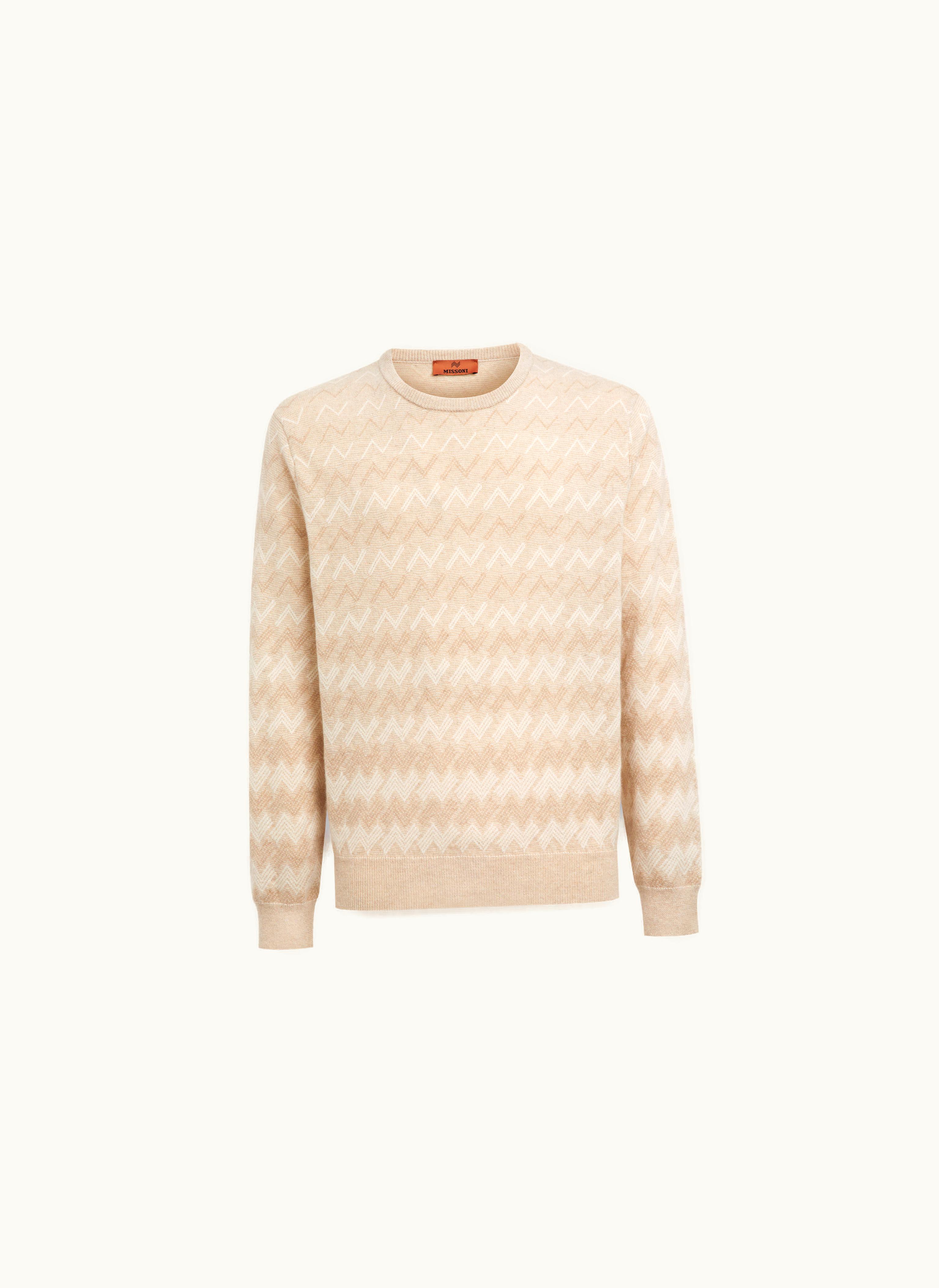 Missoni Missoni Cashmere crew-neck Sweater With Zigzags White & Beige