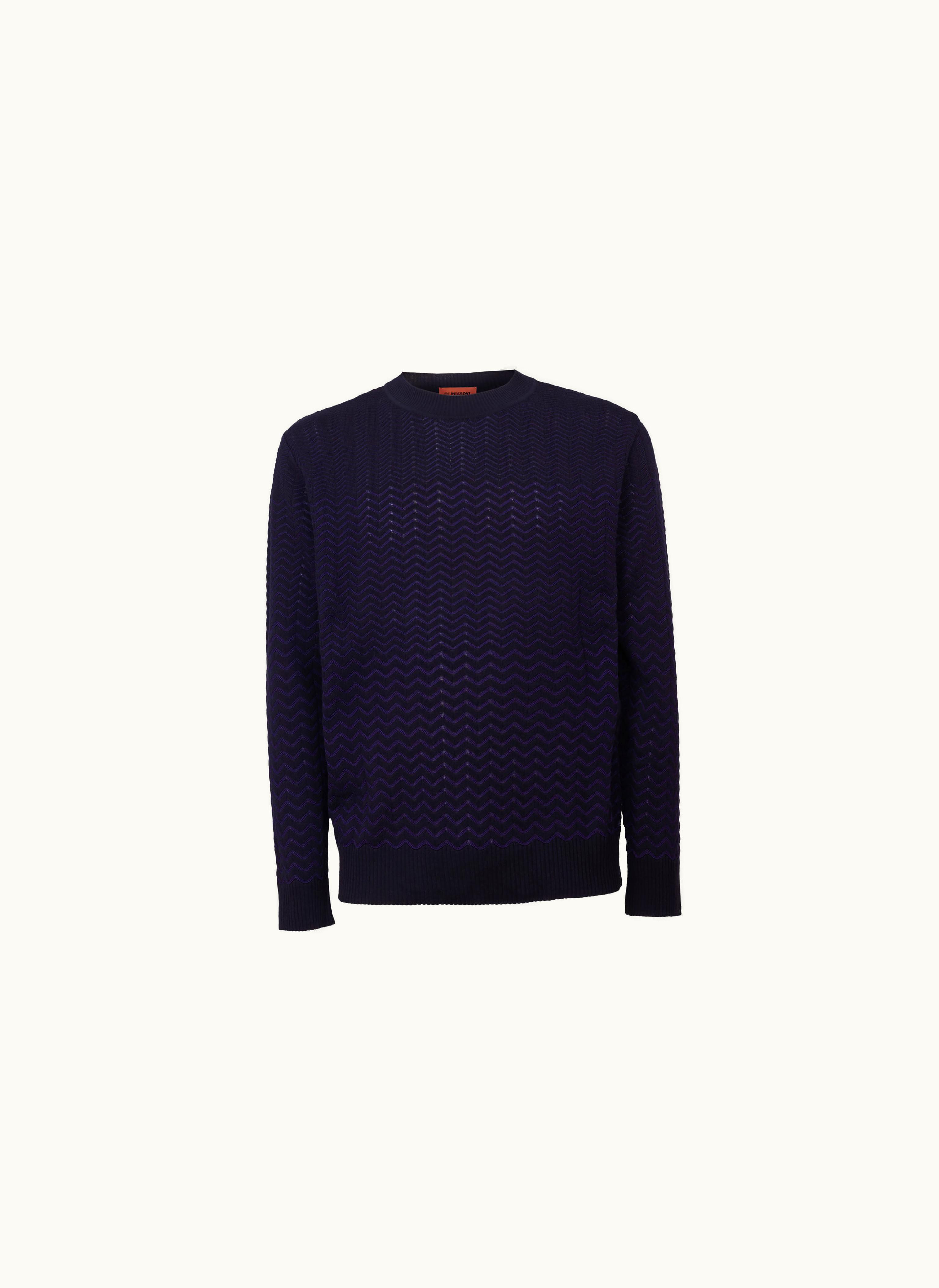 Missoni Missoni Cotton And Viscose crew-neck Jumper With Chevron Inserts Dark Blue