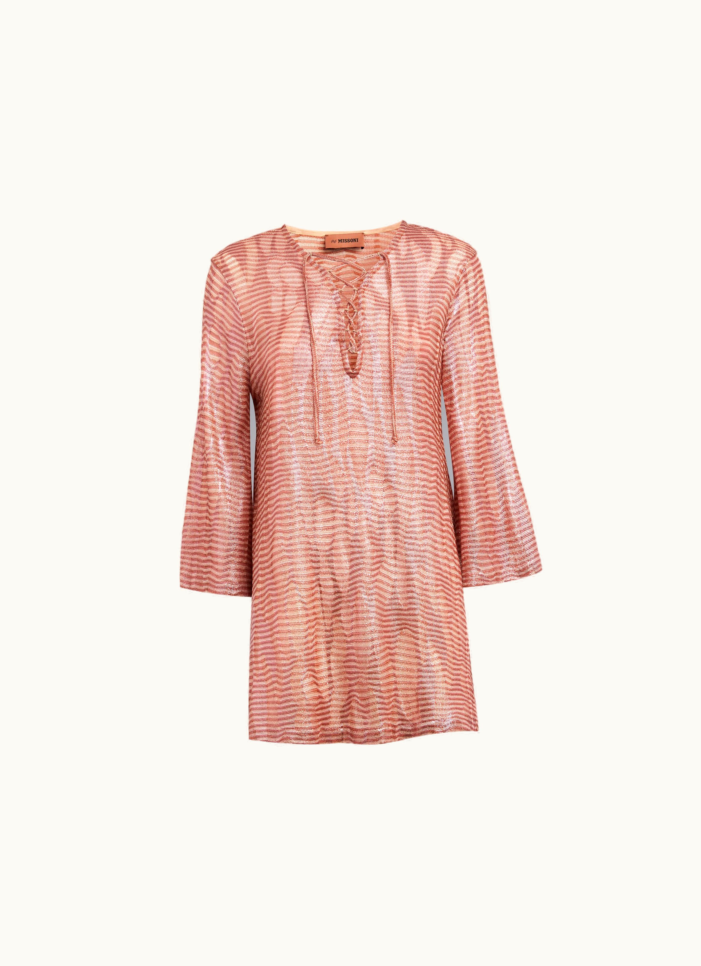 Missoni Missoni Short Jacquard Viscose Jacquard Kaftan Cover Up With Ties Pink