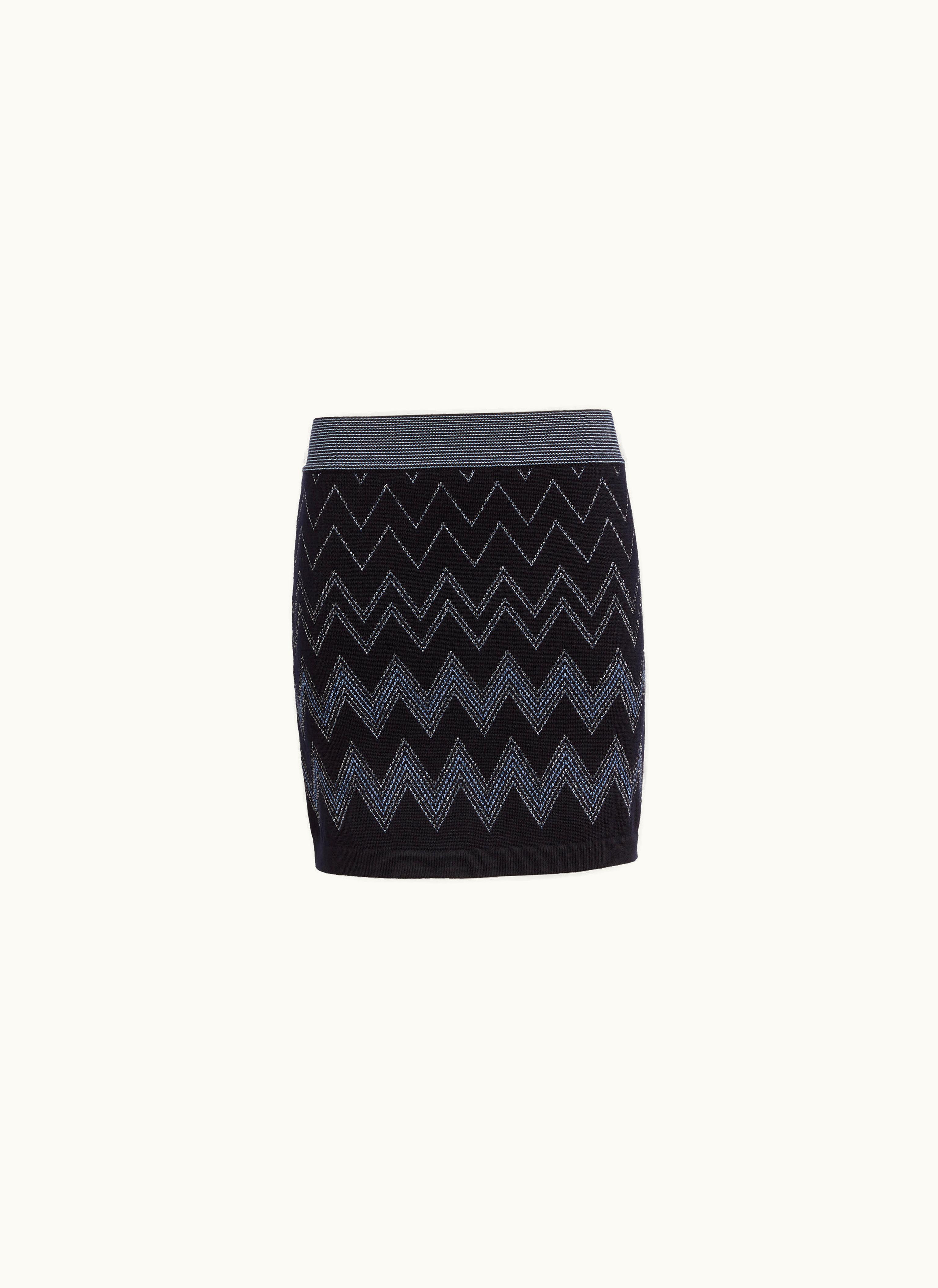 Missoni Missoni Wool And Viscose Miniskirt With Zigzag Pattern And Lurex Beige