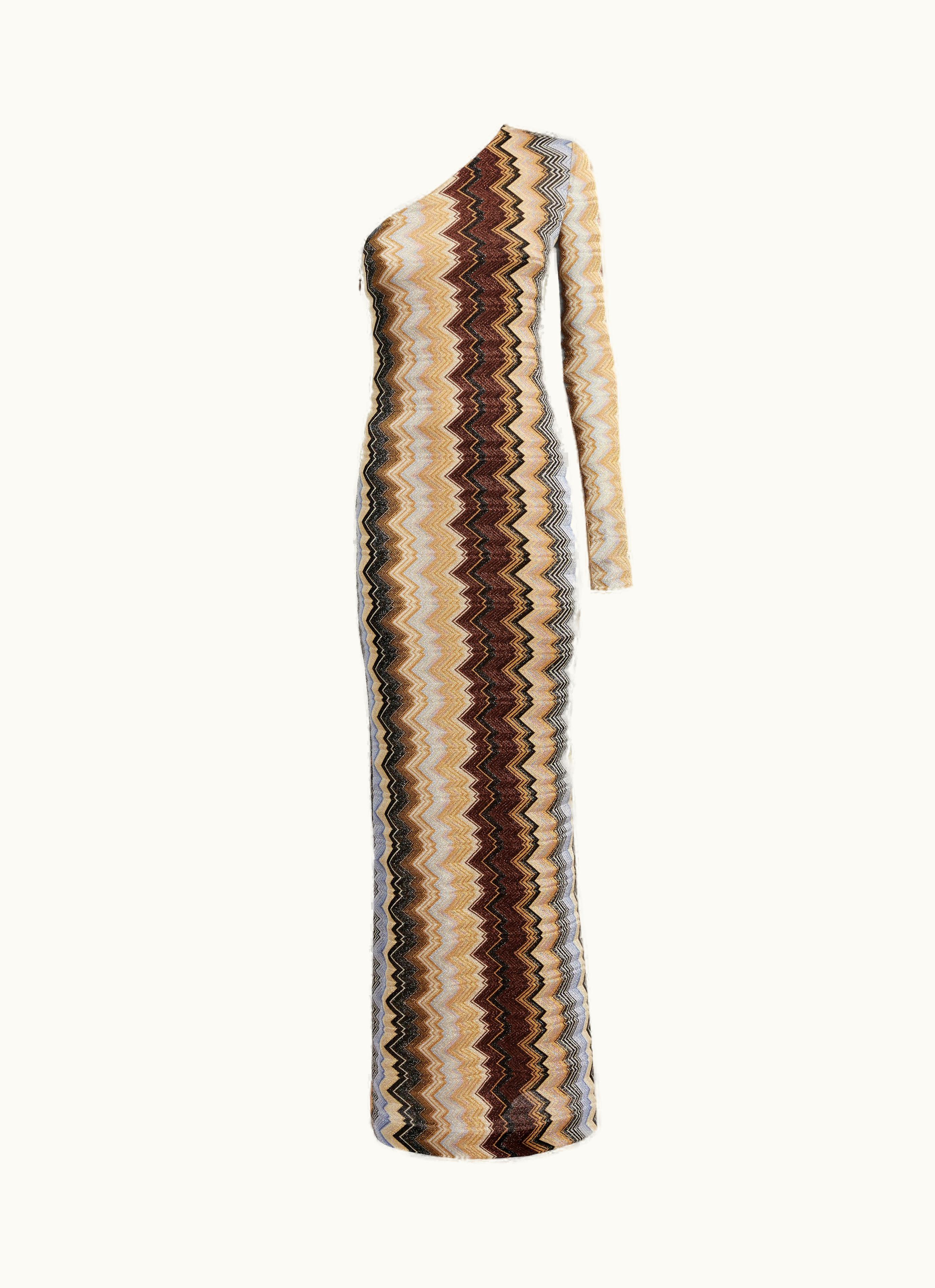 Missoni Missoni One-shoulder Long Dress In Lamé Viscose With Zigzag Multicoloured