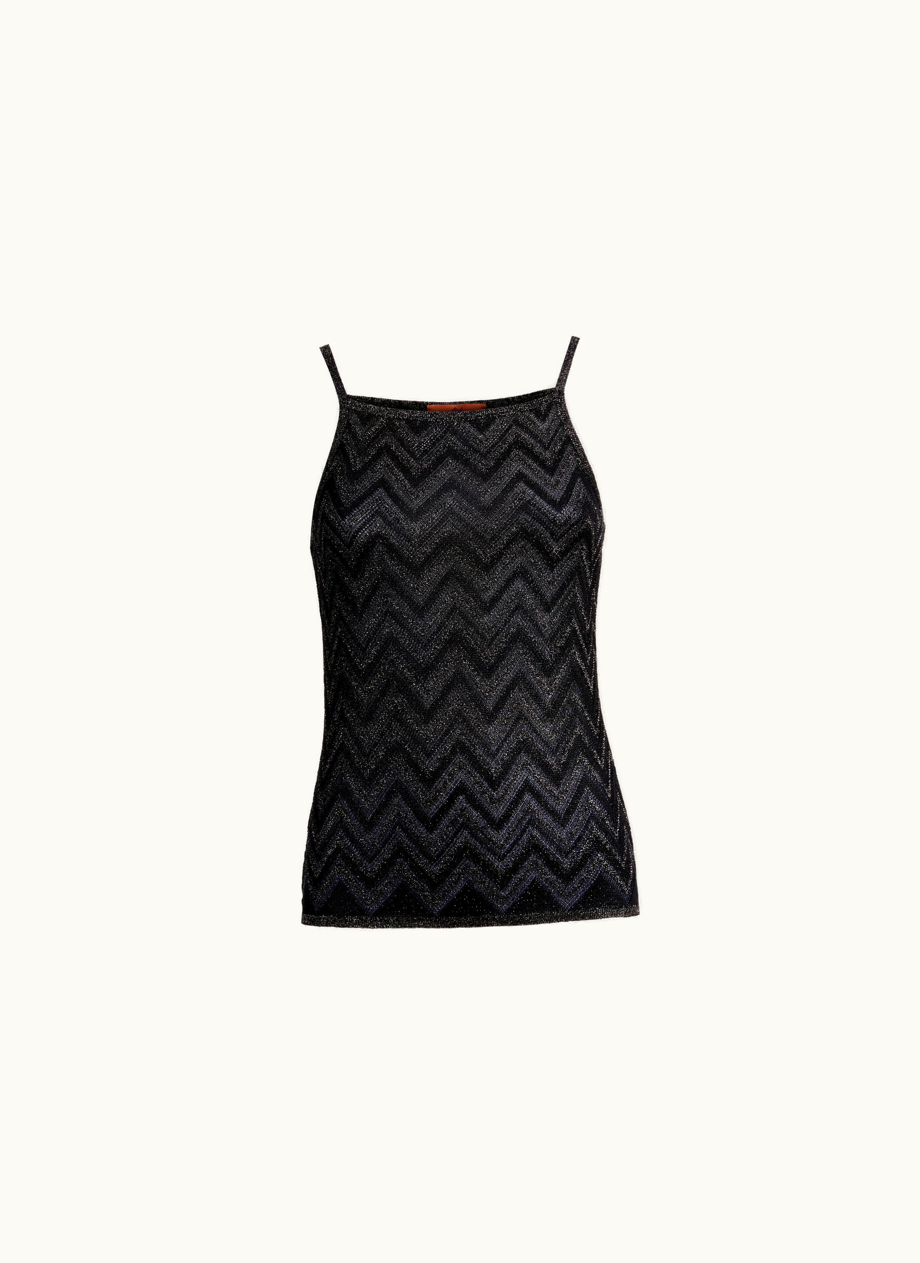 Missoni Missoni Tank Top In Chevron Lamé Knit Black