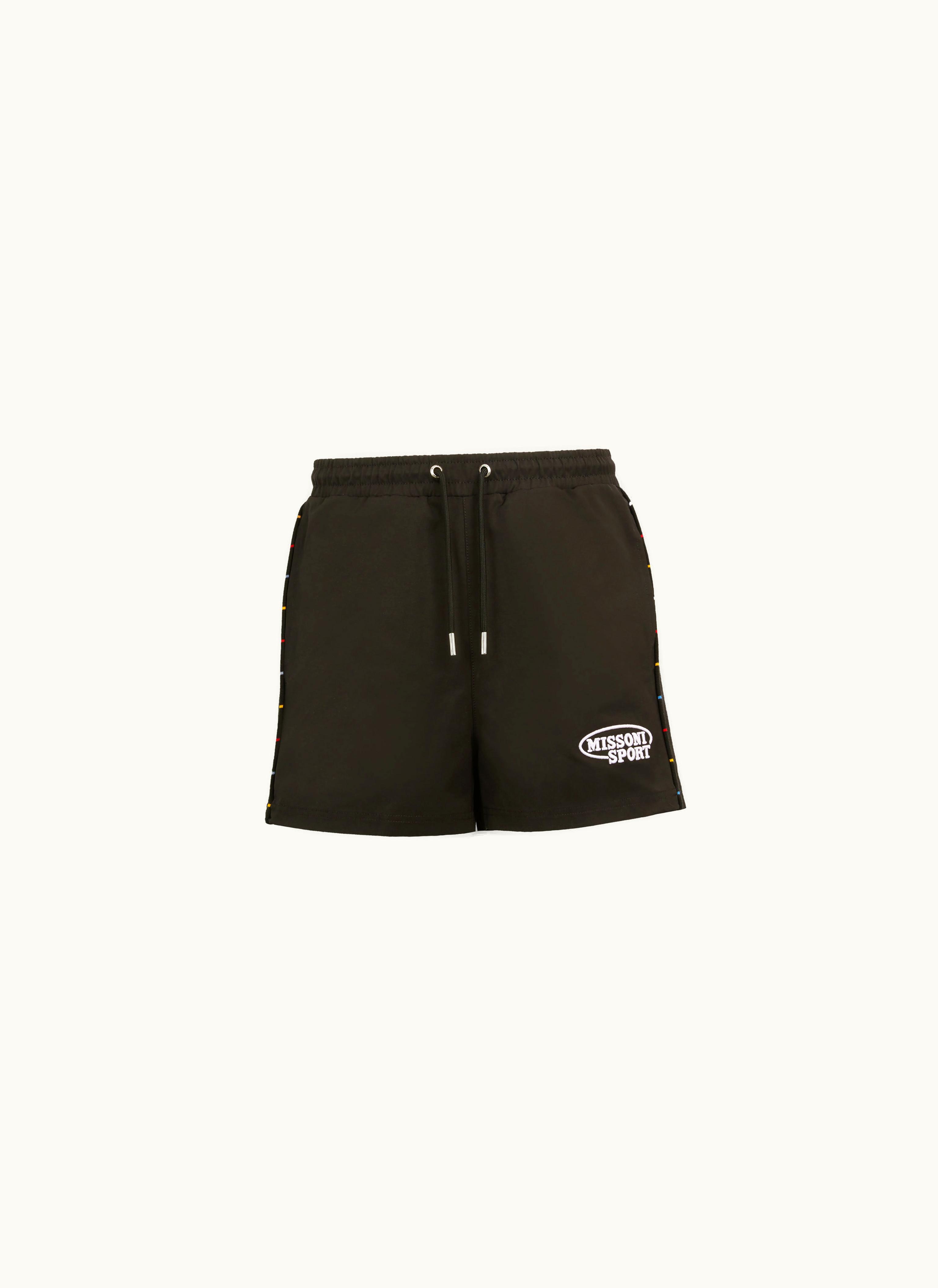 Missoni Missoni Cotton-blend Shorts With Embroidered Logo And Knitted Details Black & Multicoloured