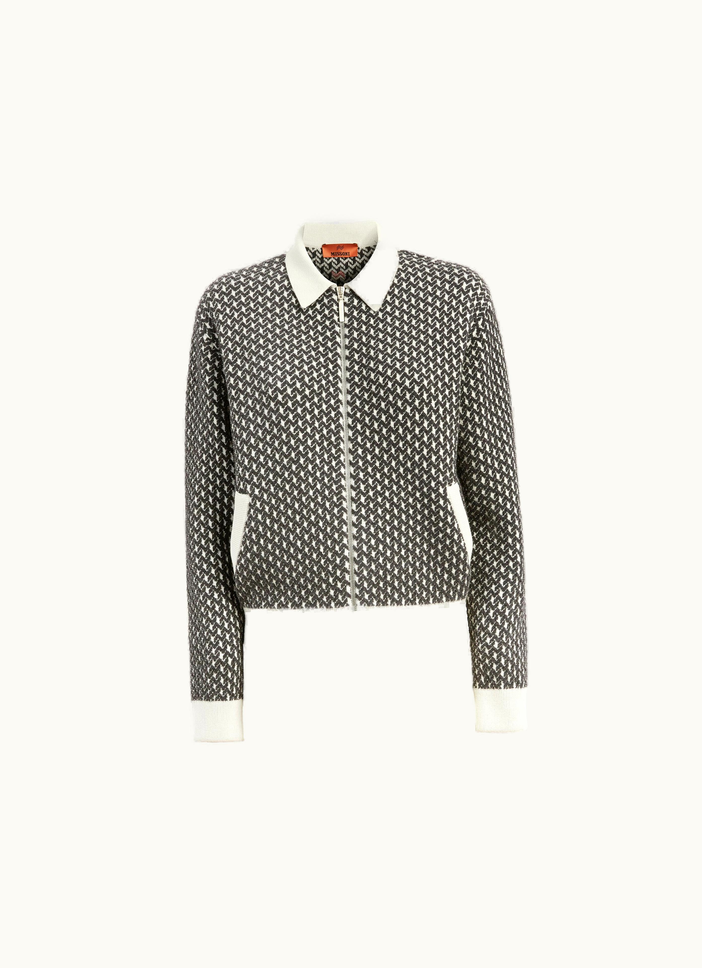 Missoni Missoni Cotton And Nylon Zipped Bomber Jacket White & Grey