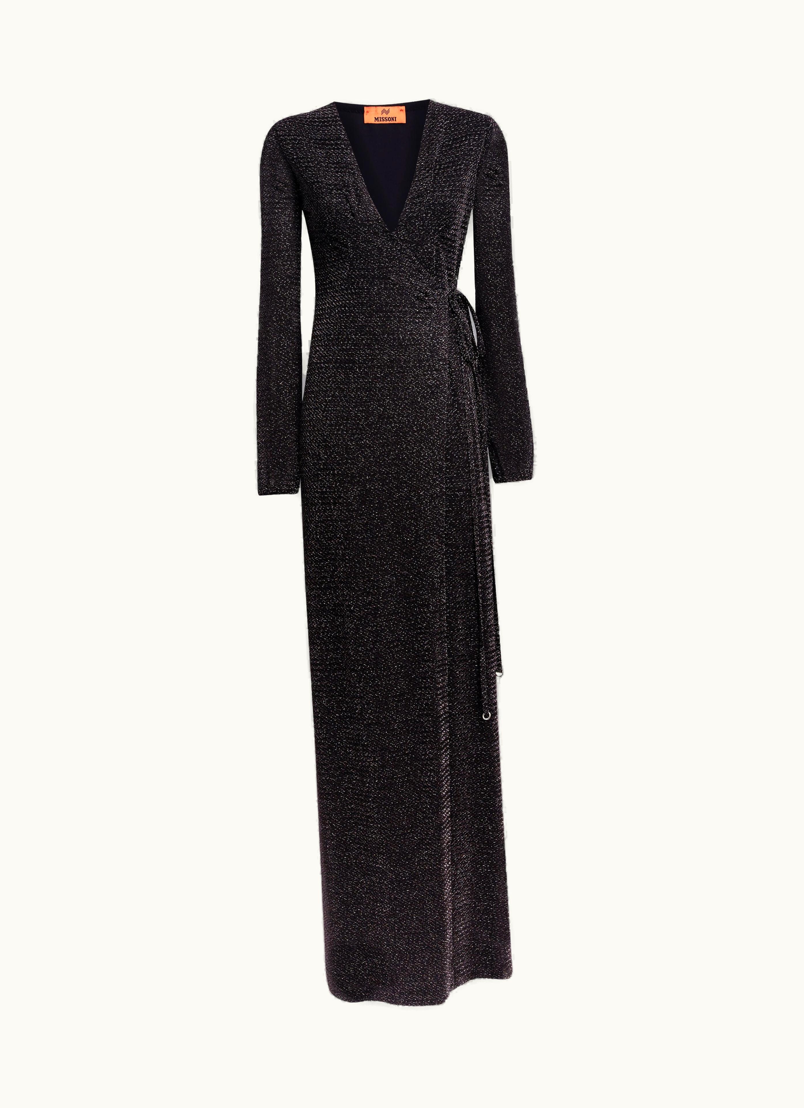 Missoni Missoni Long V-neck Dress In Lamé Viscose Black