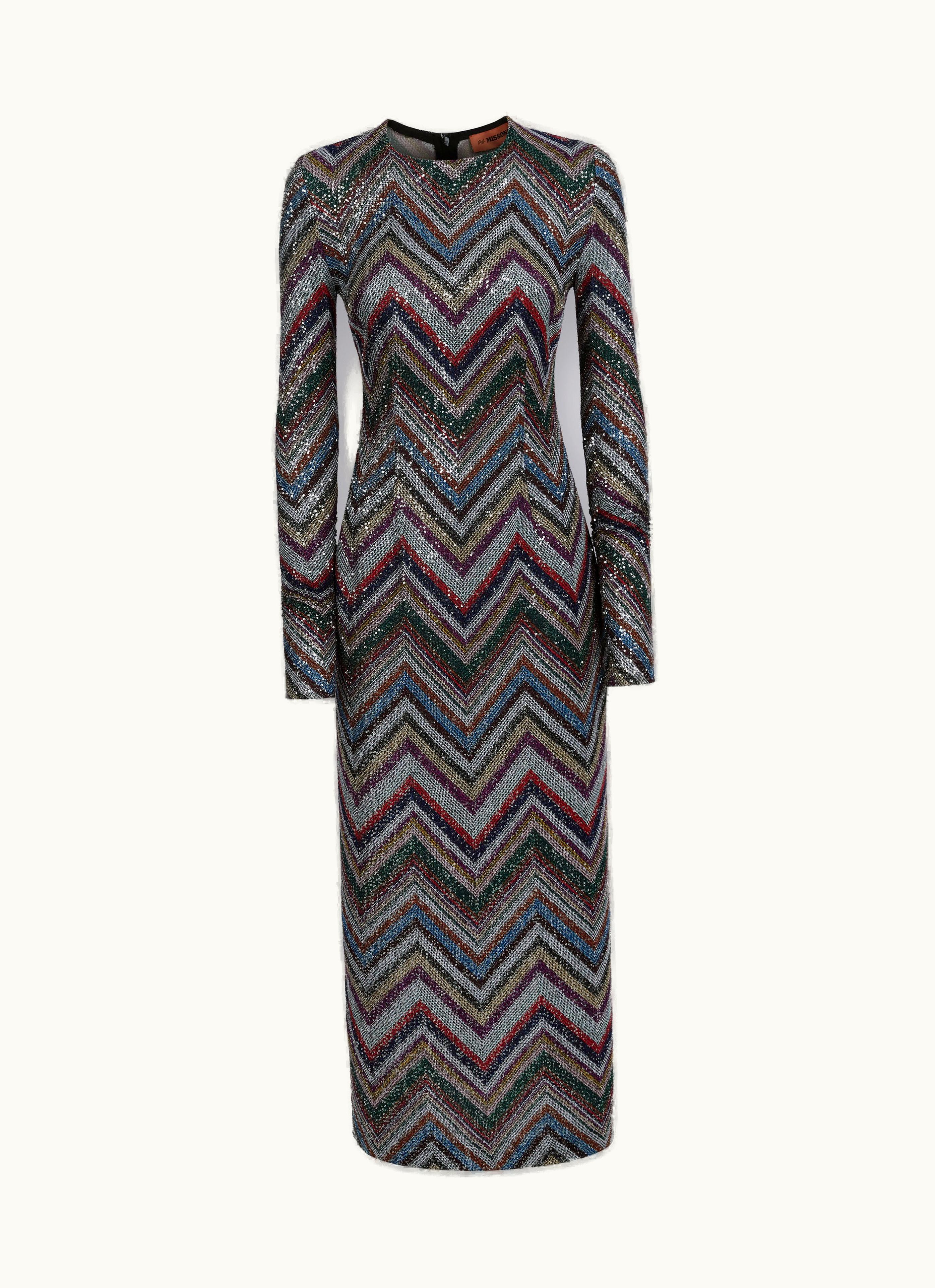 Missoni Missoni Long Dress In Viscose Blend With Zigzag And Sequins Multicoloured