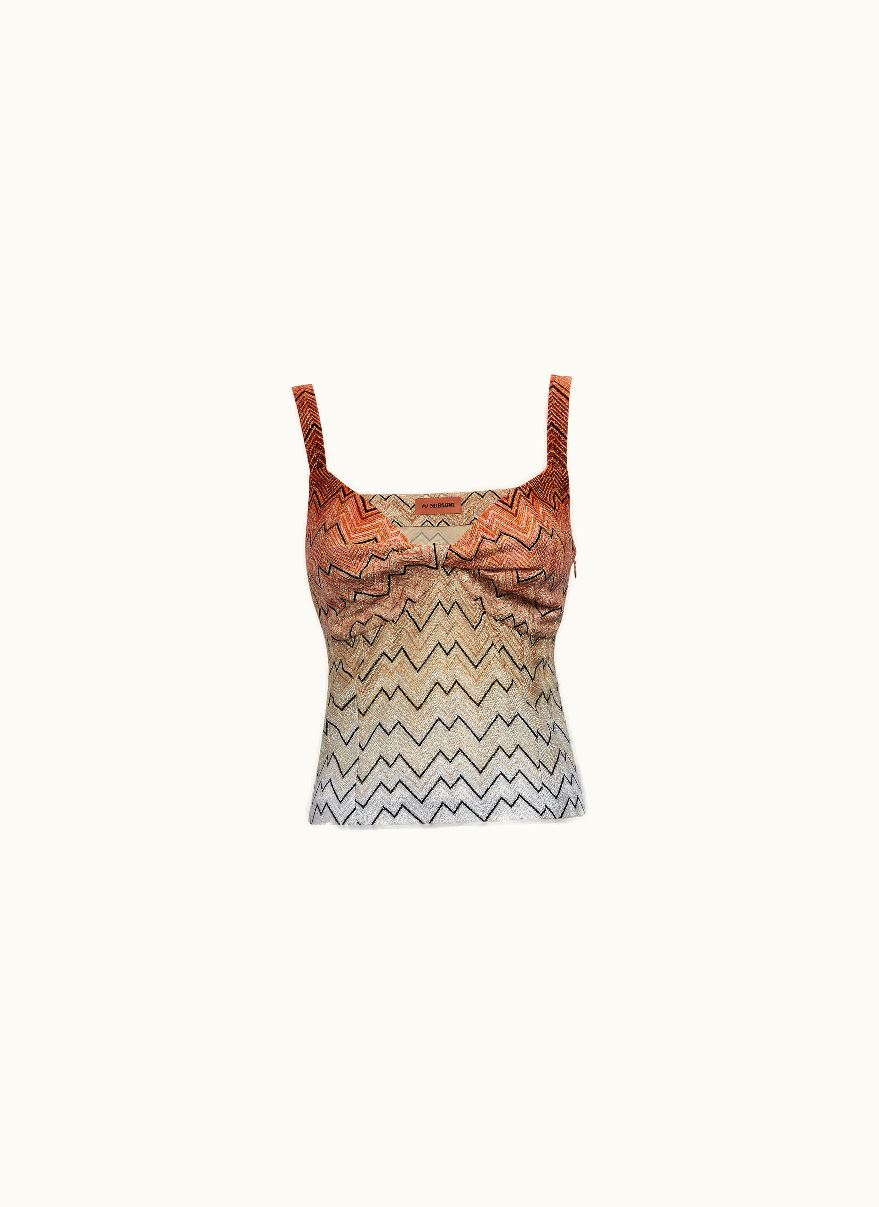 Missoni Missoni Viscose Blend Tank Top With Zigzag Pattern And Lurex White